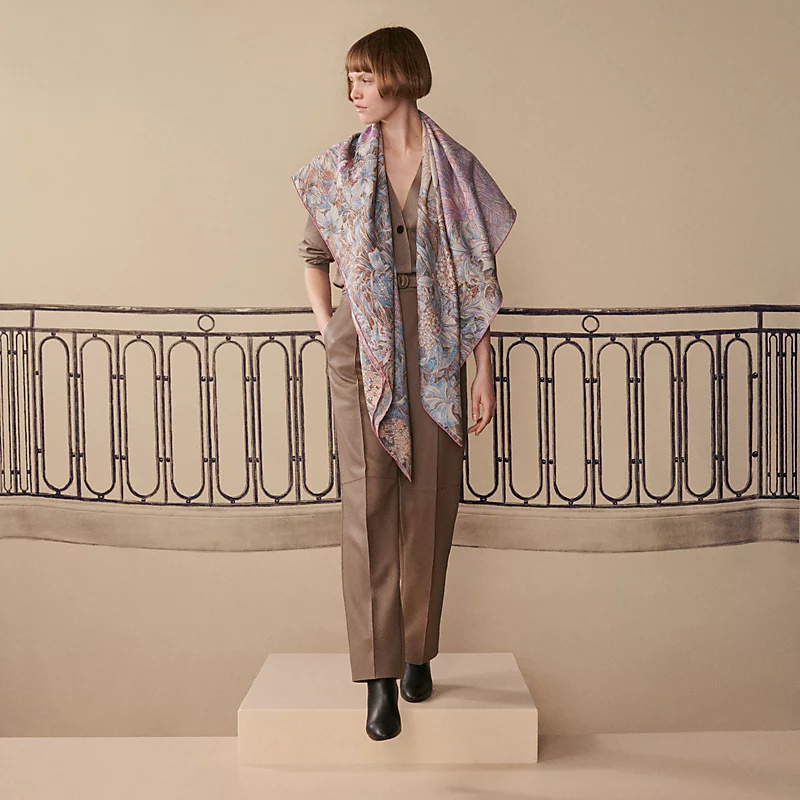 ❄RHMS2549双面同色 140x140cm 70%羊绒30%真丝爱马仕《巴勒莫植物园》