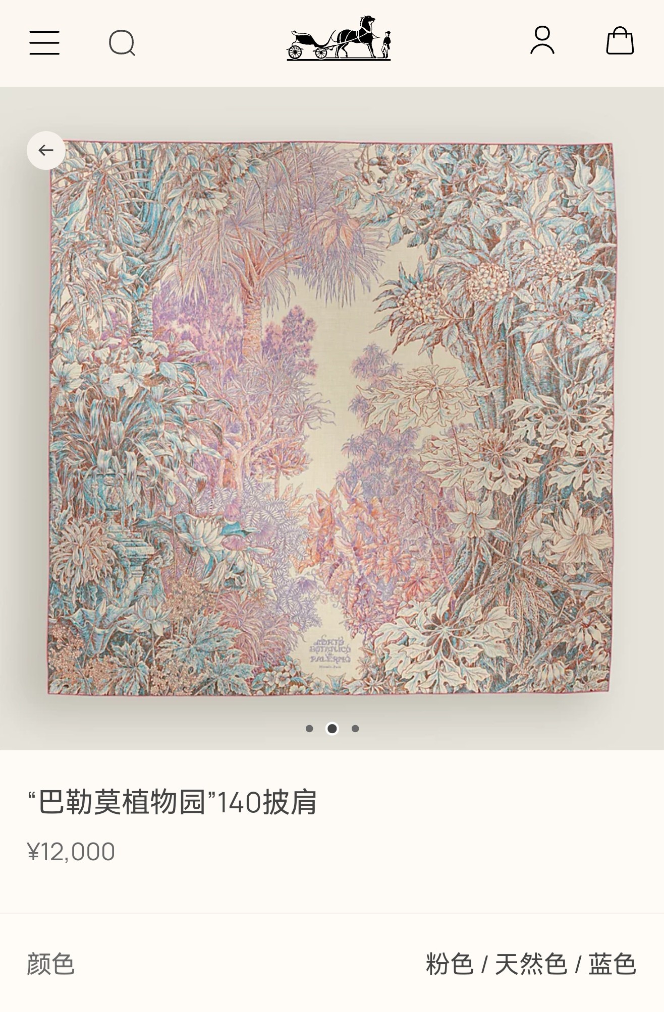 ❄RHMS2549双面同色 140x140cm 70%羊绒30%真丝爱马仕《巴勒莫植物园》