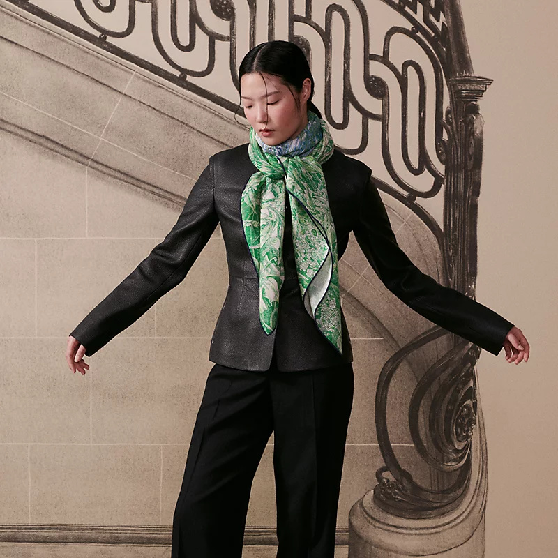 ❄RHMS2549双面同色 140x140cm 70%羊绒30%真丝爱马仕《巴勒莫植物园》