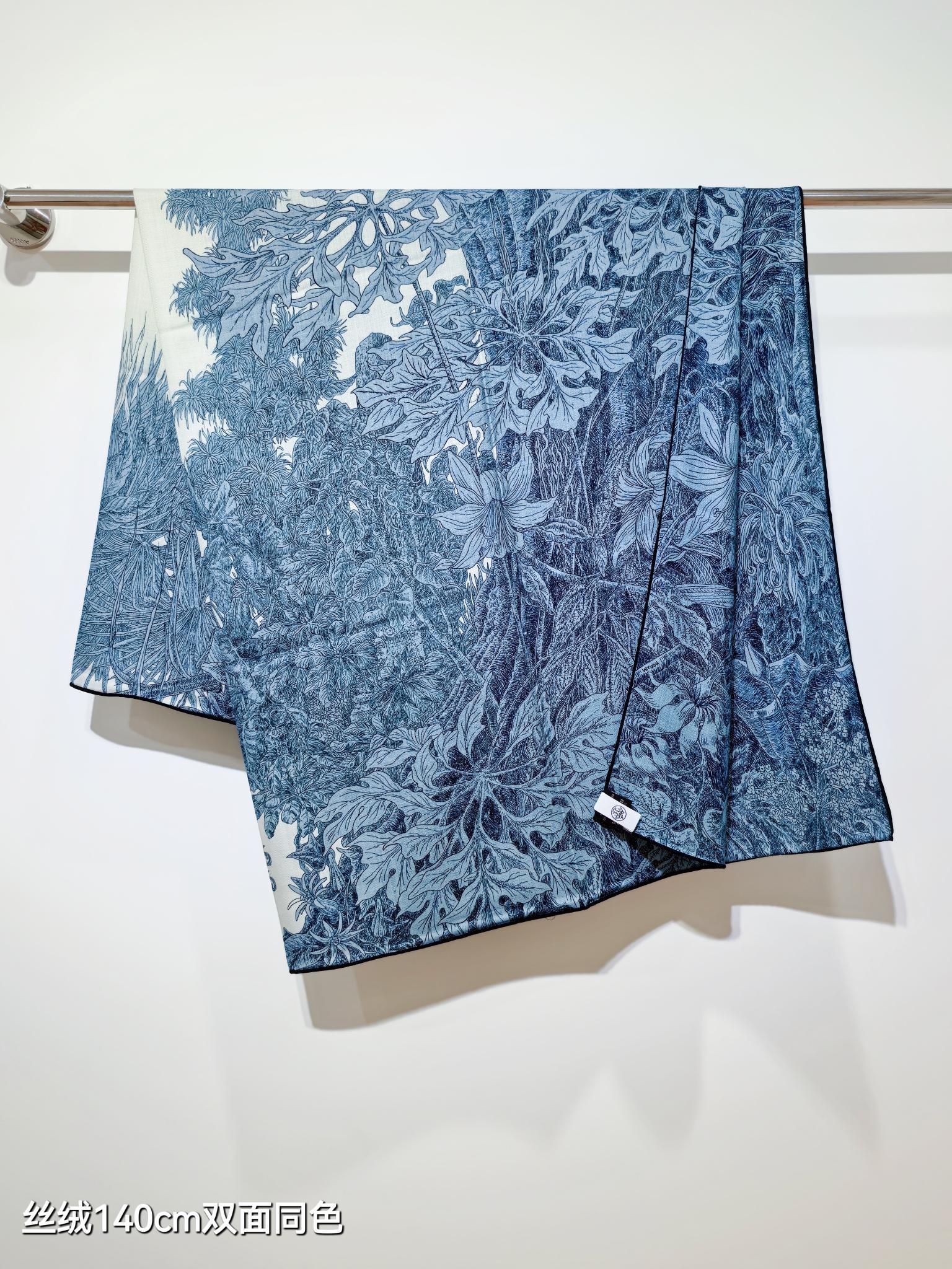 ❄RHMS2549双面同色 140x140cm 70%羊绒30%真丝爱马仕《巴勒莫植物园》