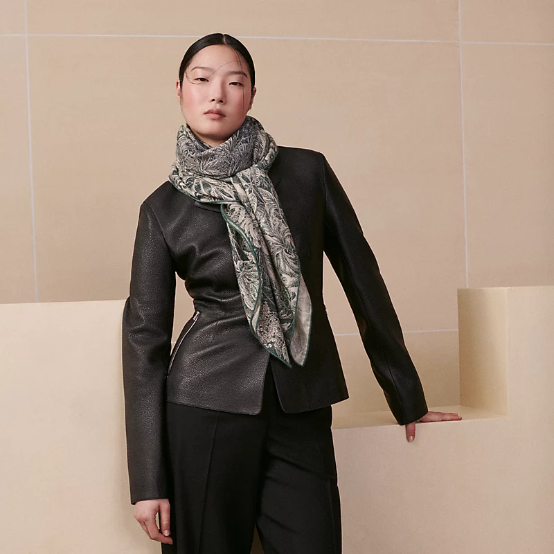 ❄RHMS2549双面同色 140x140cm 70%羊绒30%真丝爱马仕《巴勒莫植物园》