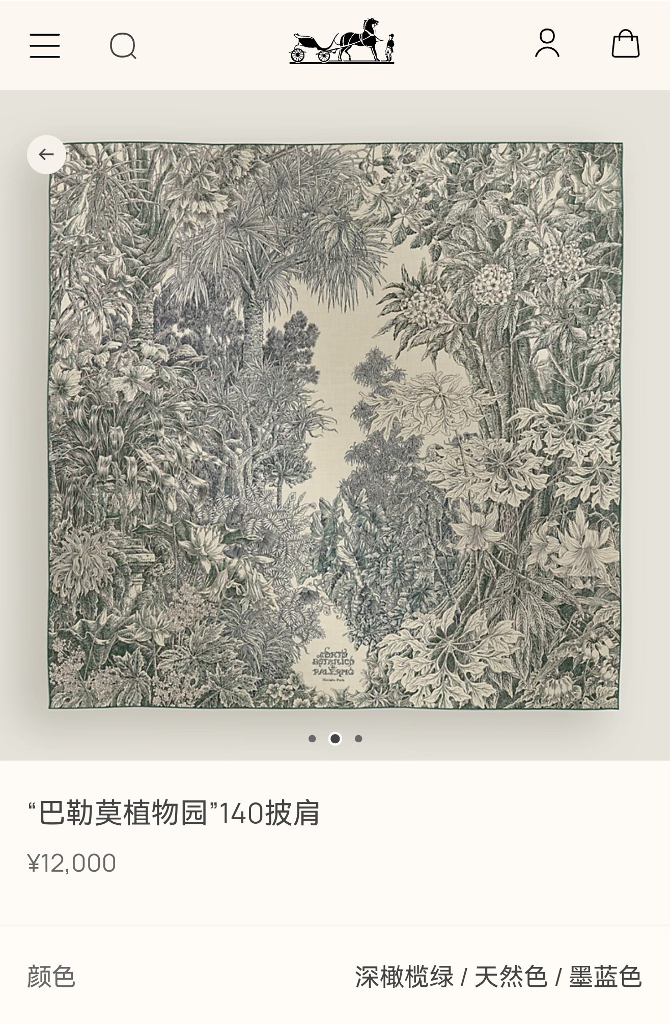 ❄RHMS2549双面同色 140x140cm 70%羊绒30%真丝爱马仕《巴勒莫植物园》