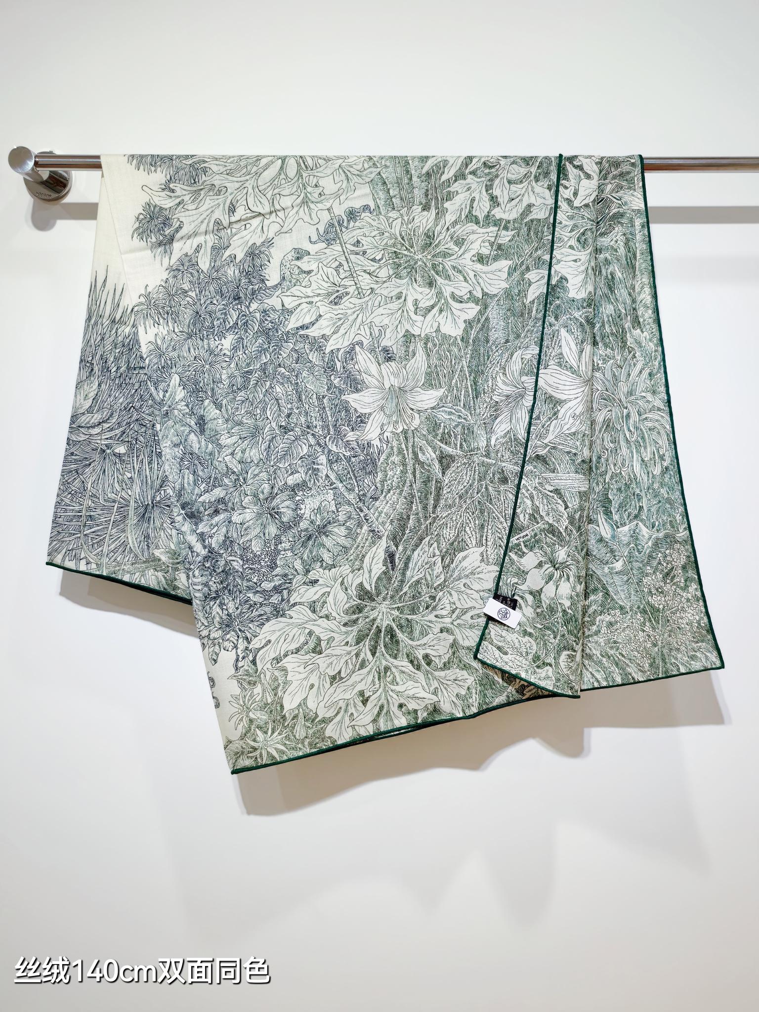 ❄RHMS2549双面同色 140x140cm 70%羊绒30%真丝爱马仕《巴勒莫植物园》