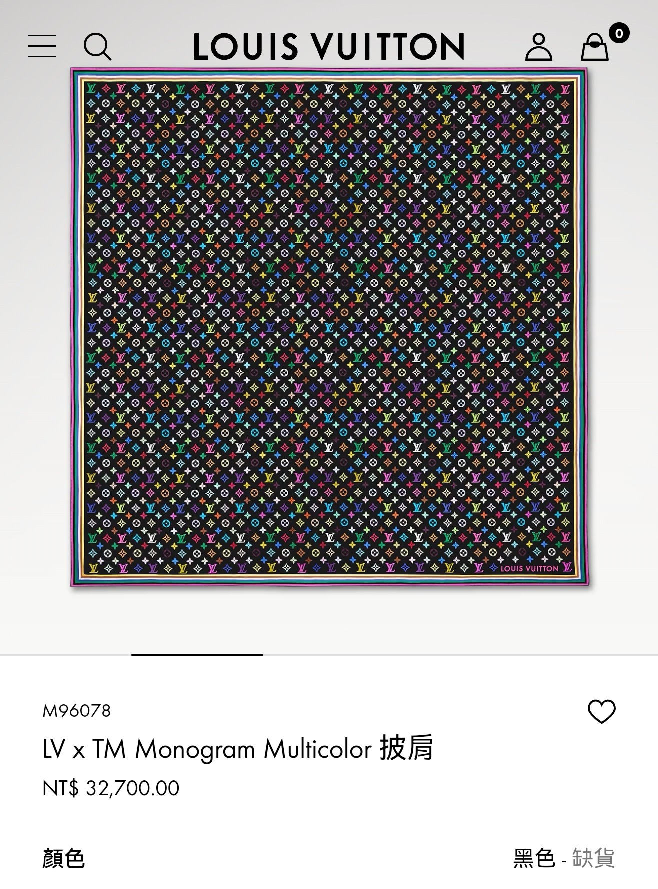 ❄RLV2540双面同色 140x140cm 70%羊绒30%真丝LV x TM《Monogram Mu