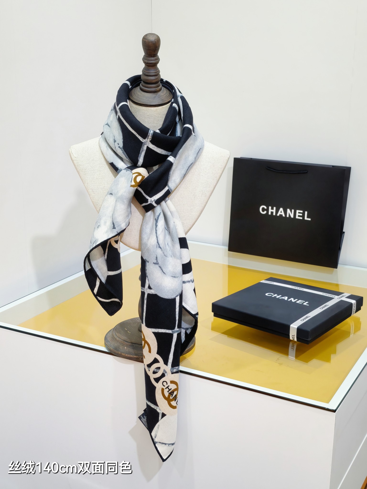 ❄RCC2564双面同色 140x140cm 70%羊绒30%真丝香奈儿《山茶花》