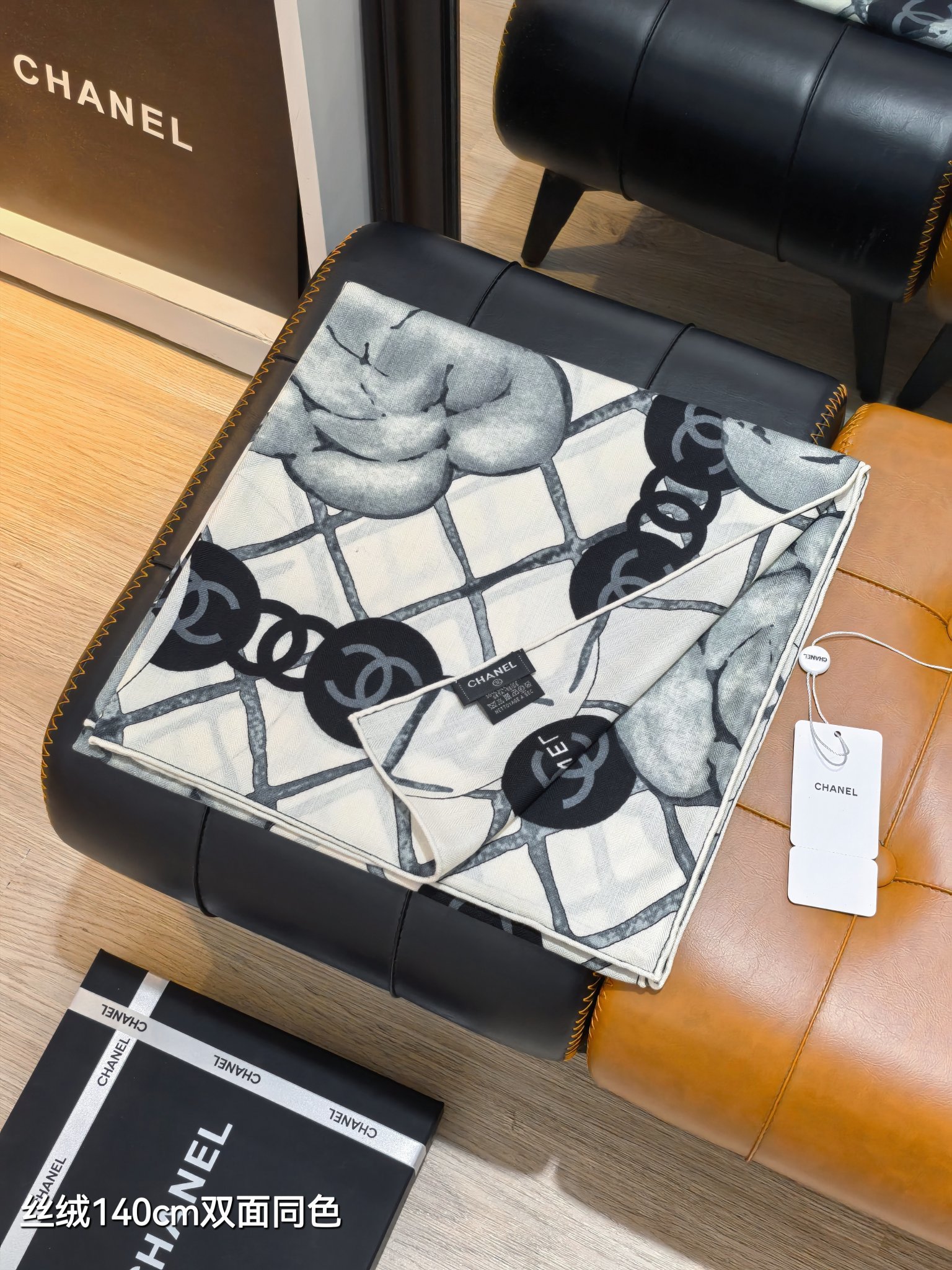 ❄RCC2564双面同色 140x140cm 70%羊绒30%真丝香奈儿《山茶花》