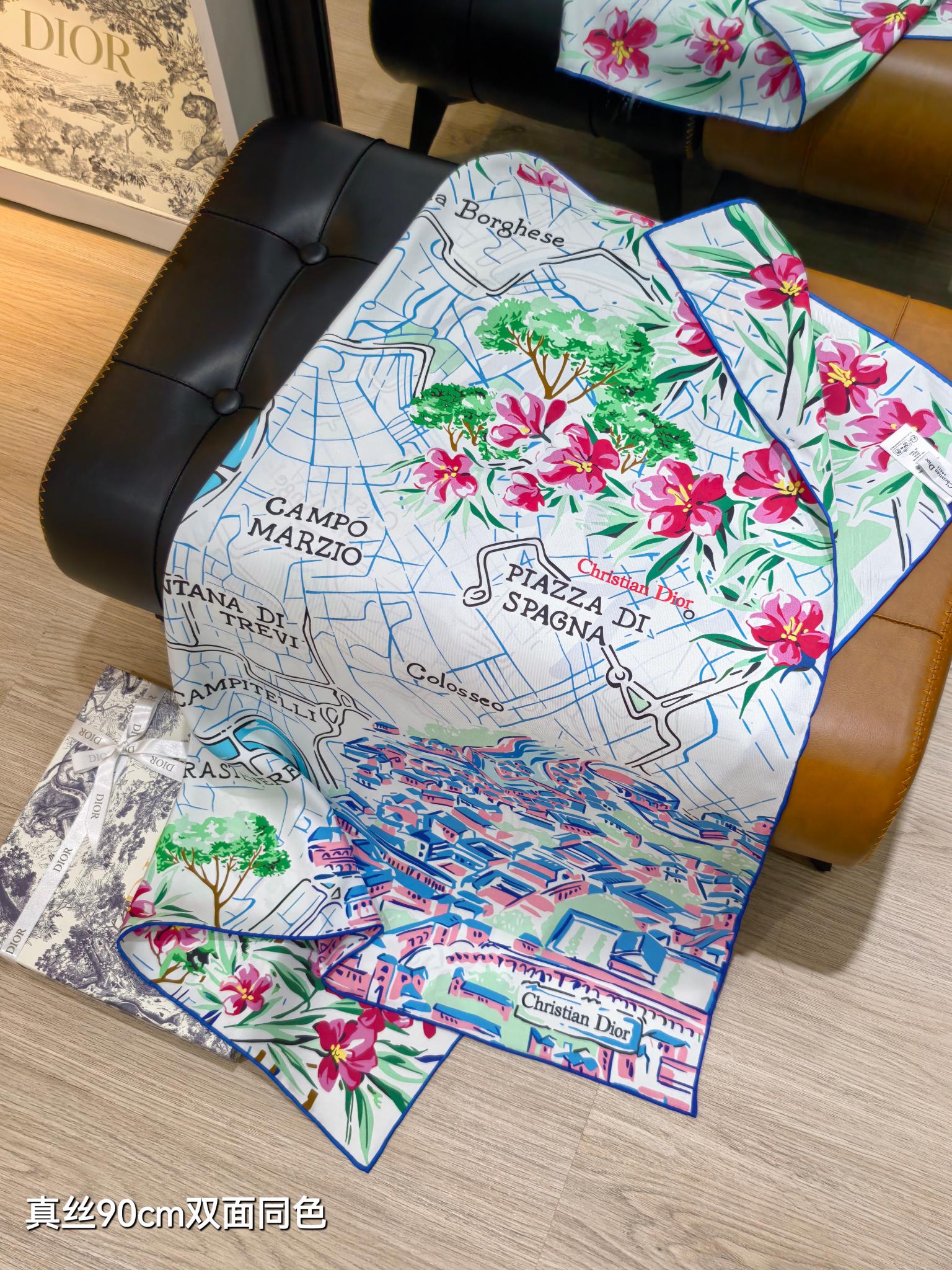 🌼SDO254018姆米双面 90x90cm斜纹真丝迪奥《罗马》