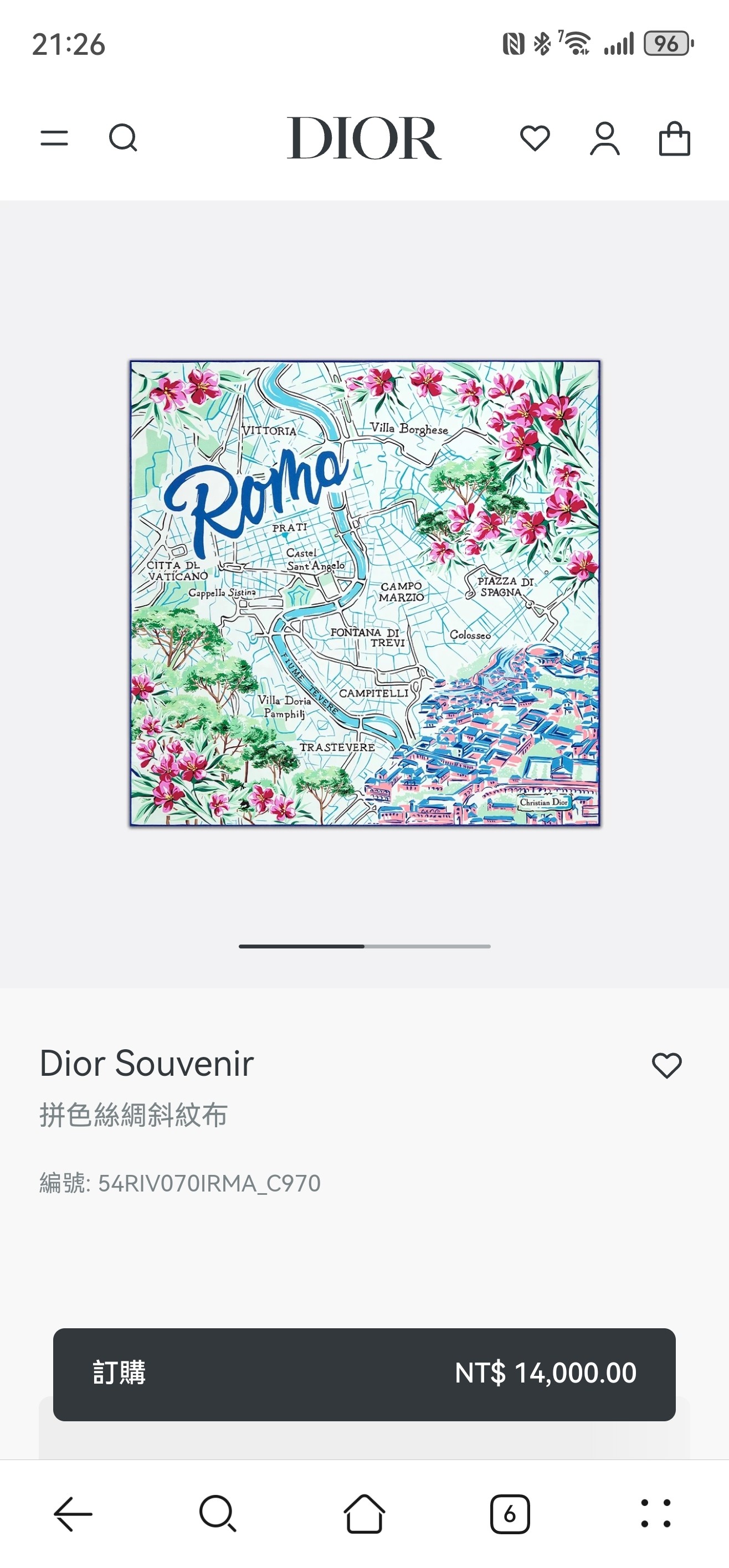 🌼SDO254018姆米双面 90x90cm斜纹真丝迪奥《罗马》