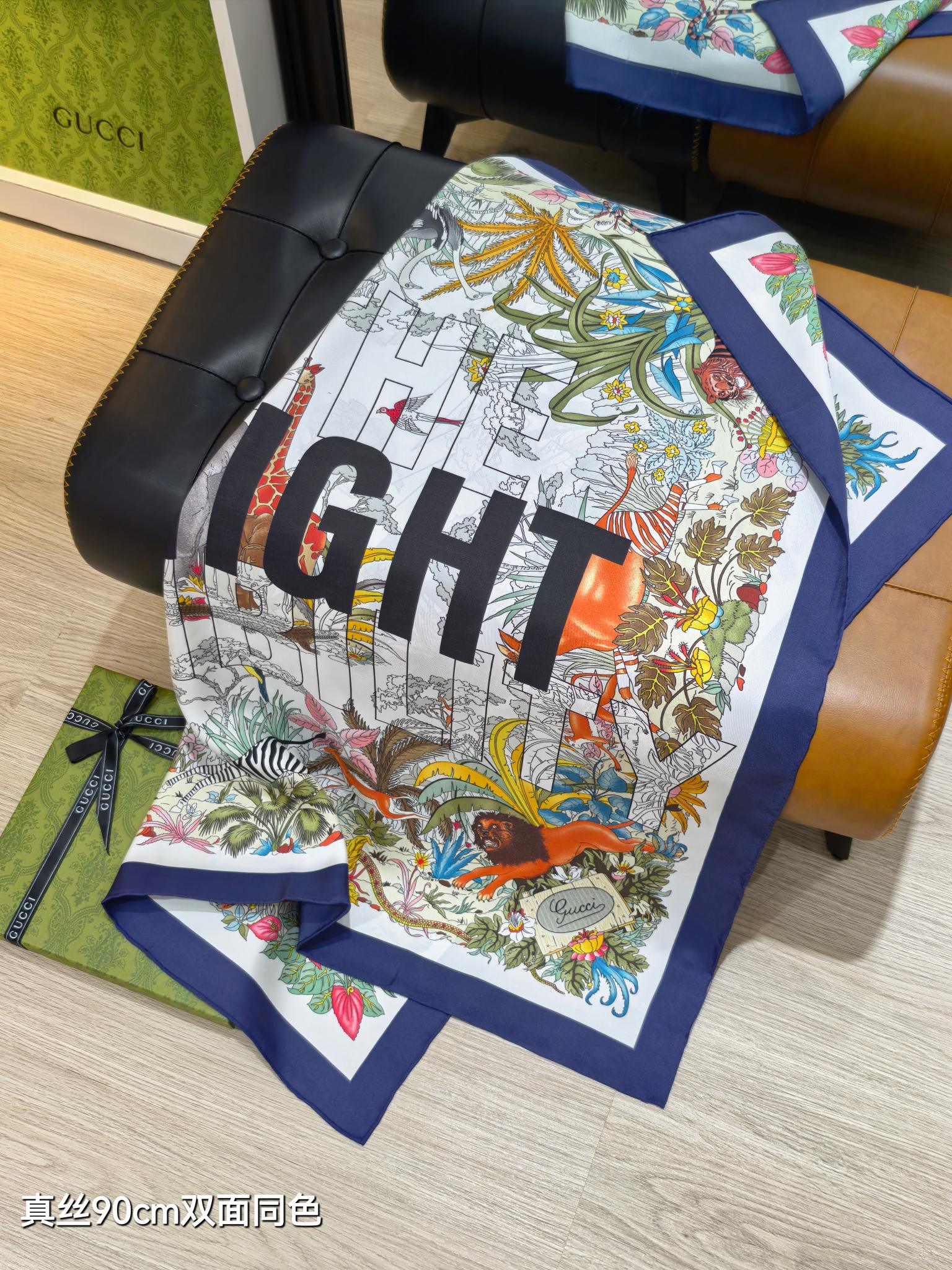 🌼SGC252118姆米双面 90x90cm斜纹真丝古驰《》