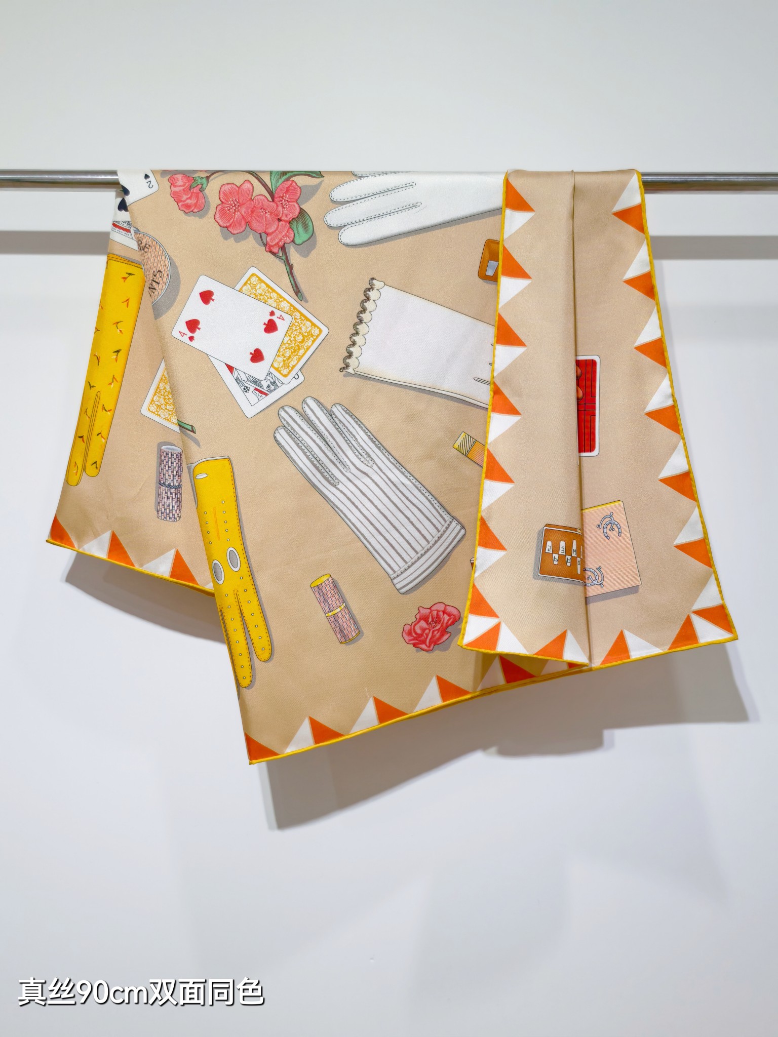 🌼SHMS255918姆米双面 90x90cm斜纹真丝爱马仕《手套时光》