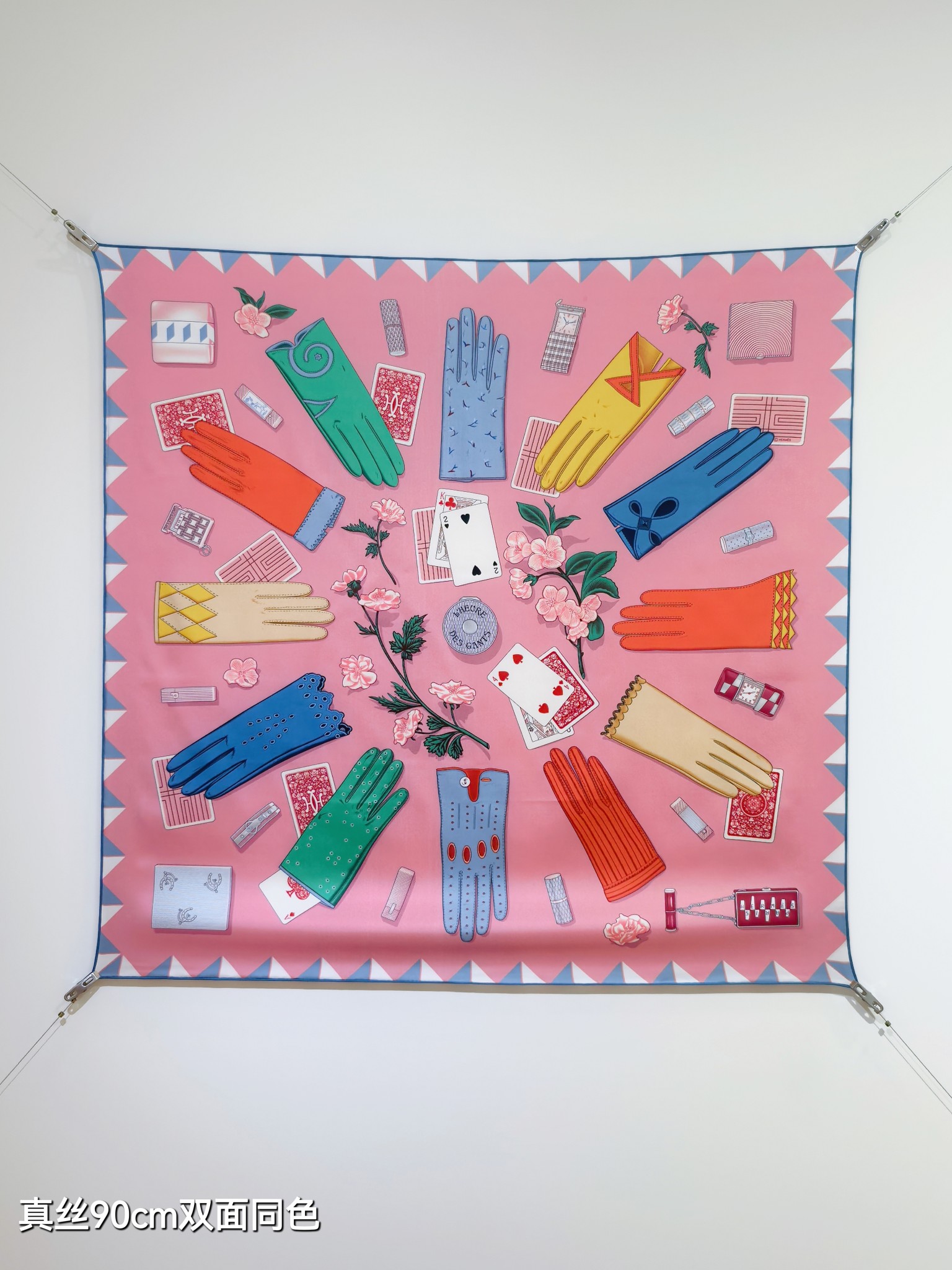 🌼SHMS255918姆米双面 90x90cm斜纹真丝爱马仕《手套时光》