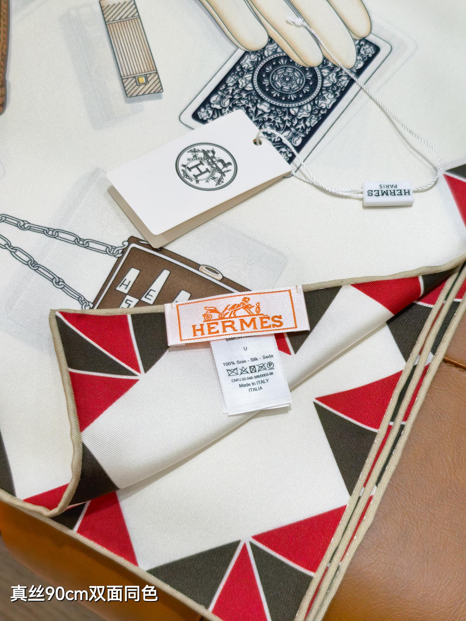 🌼SHMS255918姆米双面 90x90cm斜纹真丝爱马仕《手套时光》