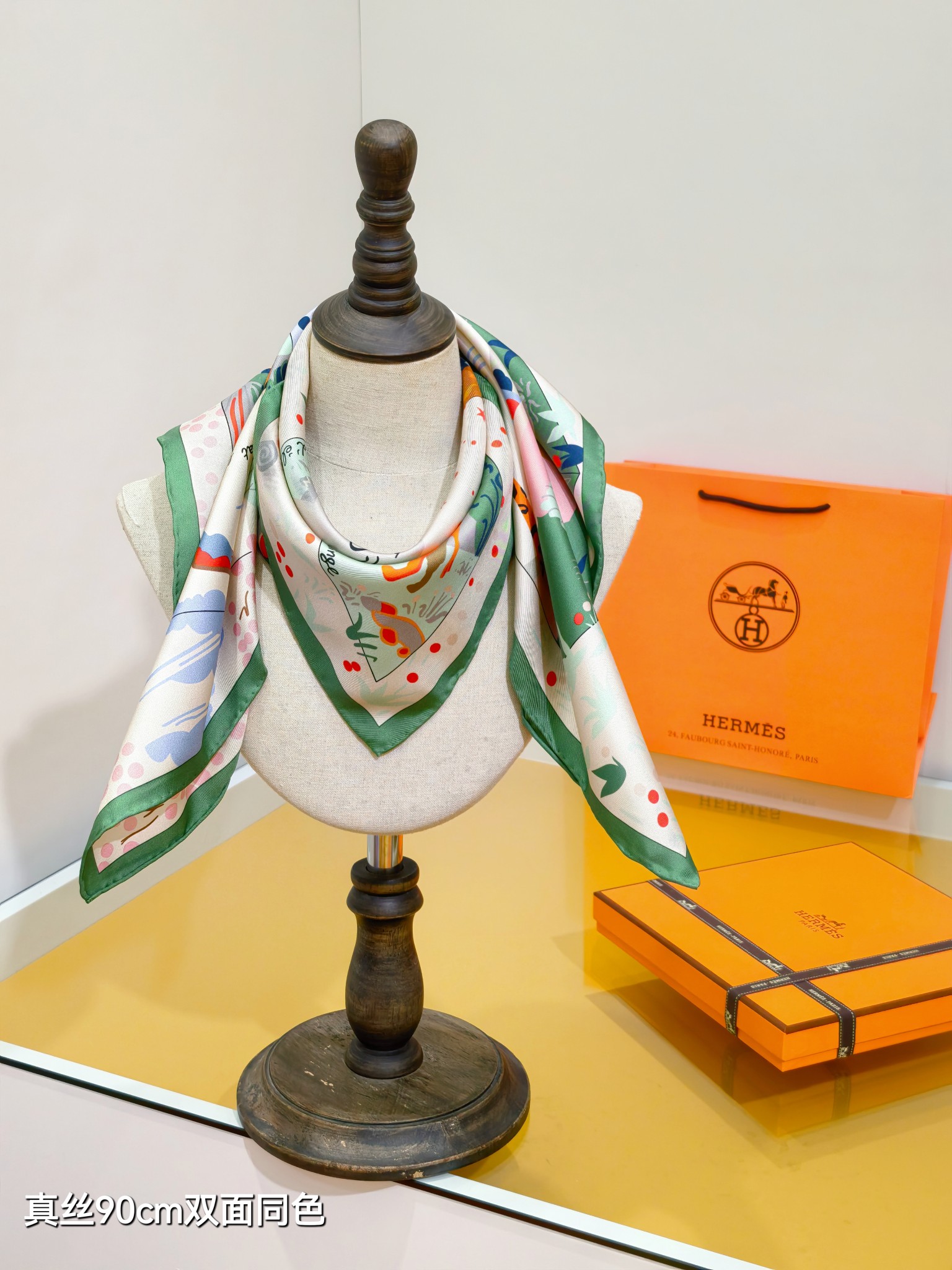 🌼SHMS256818姆米双面 90x90cm斜纹真丝爱马仕《伊索寓言绘本》