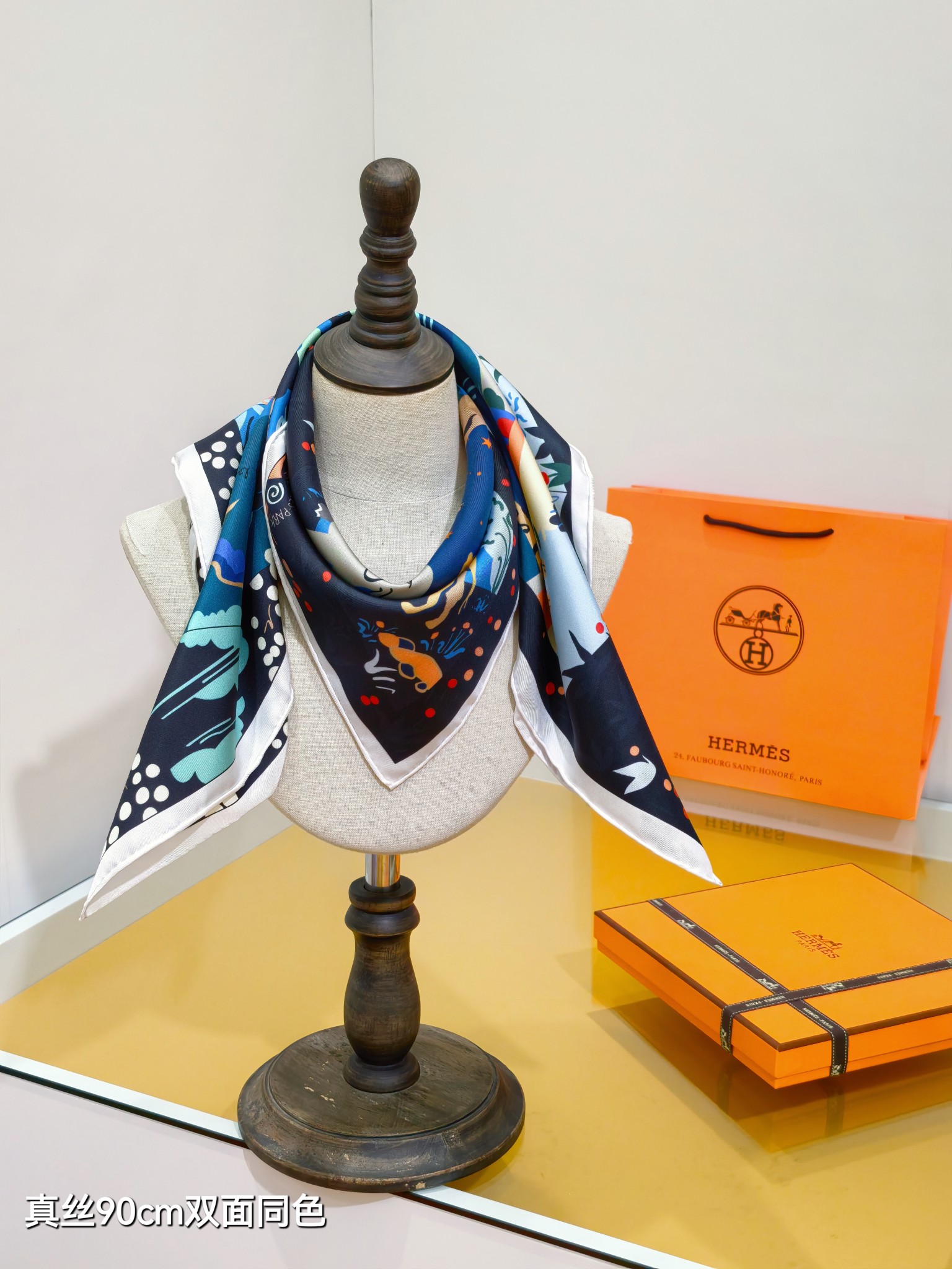 🌼SHMS256818姆米双面 90x90cm斜纹真丝爱马仕《伊索寓言绘本》