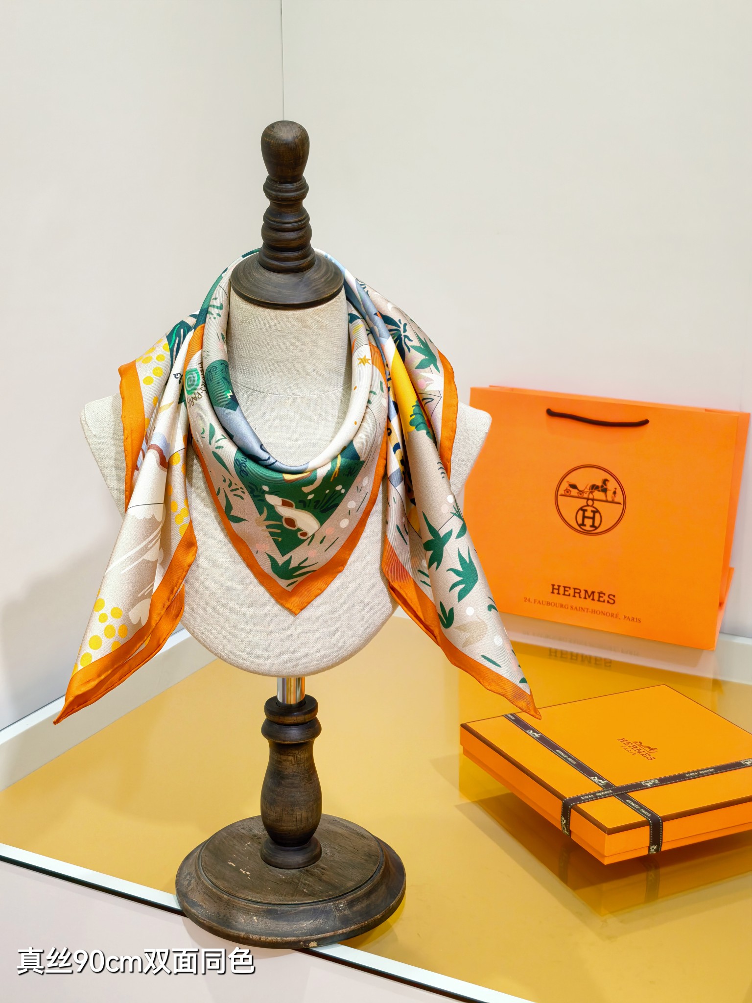 🌼SHMS256818姆米双面 90x90cm斜纹真丝爱马仕《伊索寓言绘本》