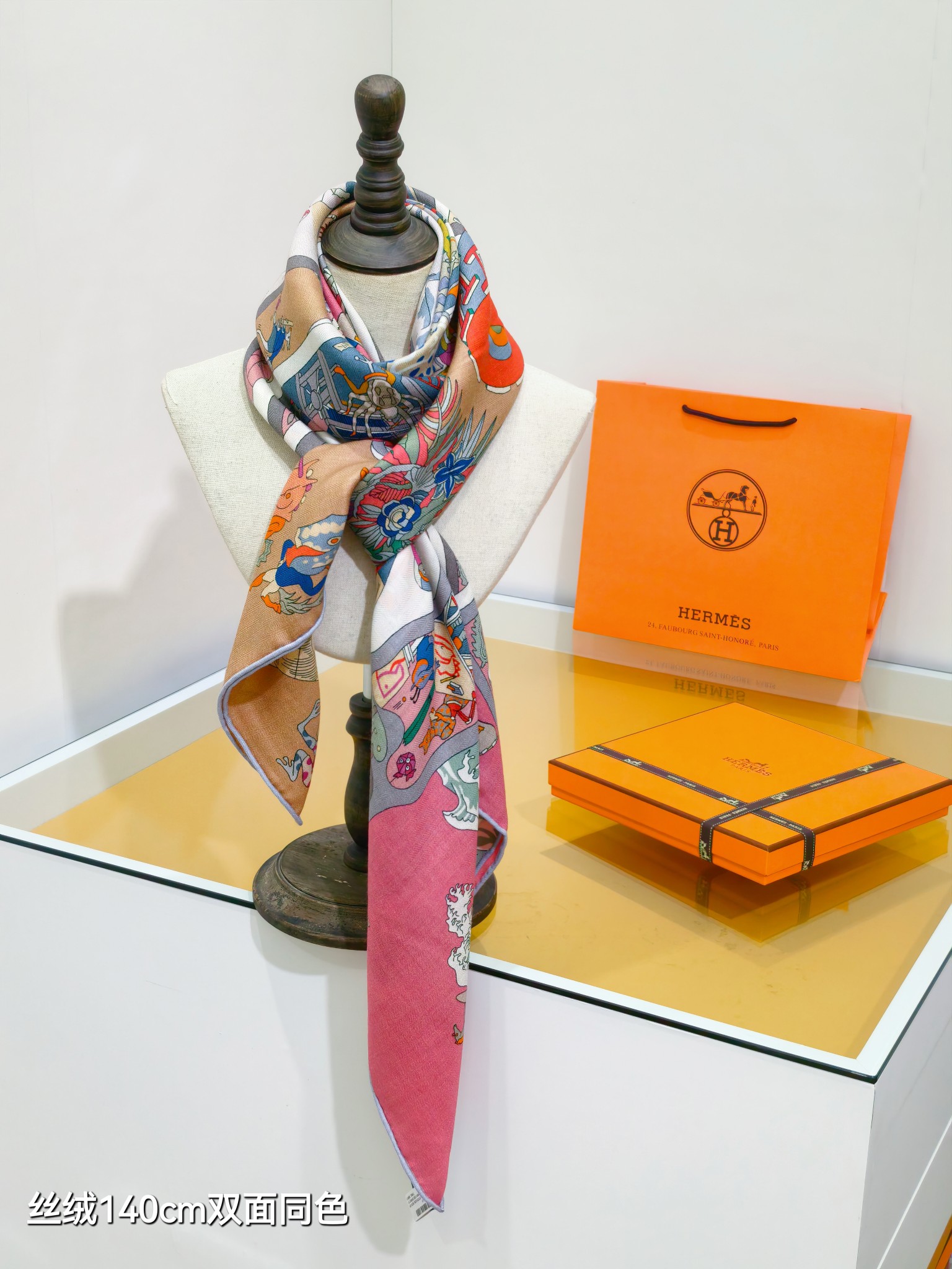 ❄RHMS2578双面同色 140x140cm 70%羊绒30%真丝爱马仕《马术学院》