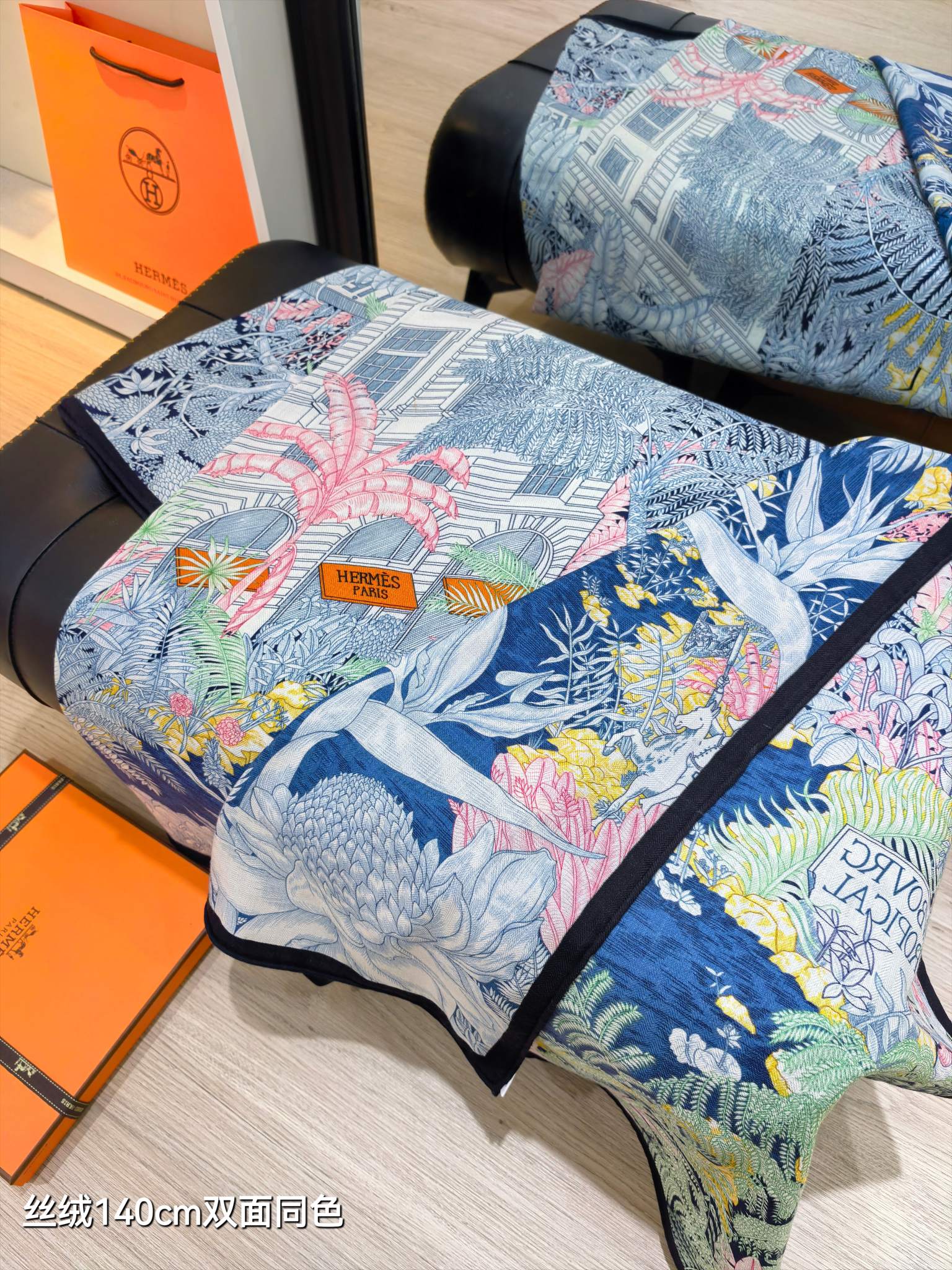 ❄RHMS2579双面同色 140x140cm 70%羊绒30%真丝爱马仕《丛林版福宝》