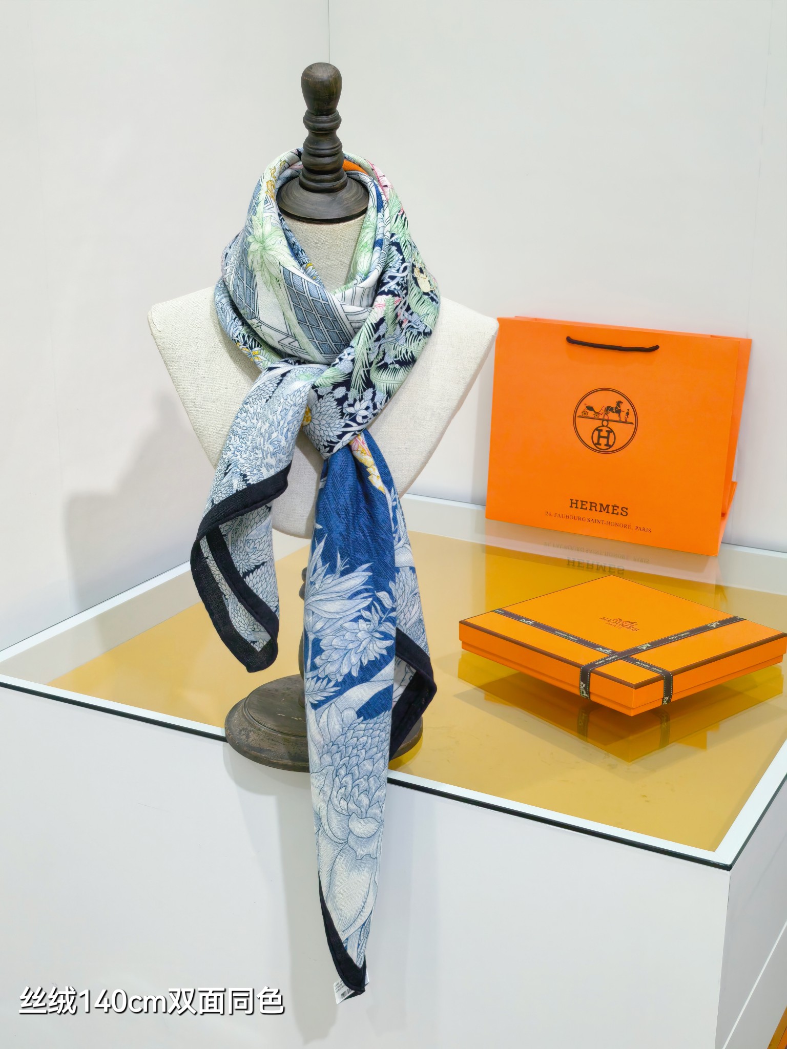 ❄RHMS2579双面同色 140x140cm 70%羊绒30%真丝爱马仕《丛林版福宝》