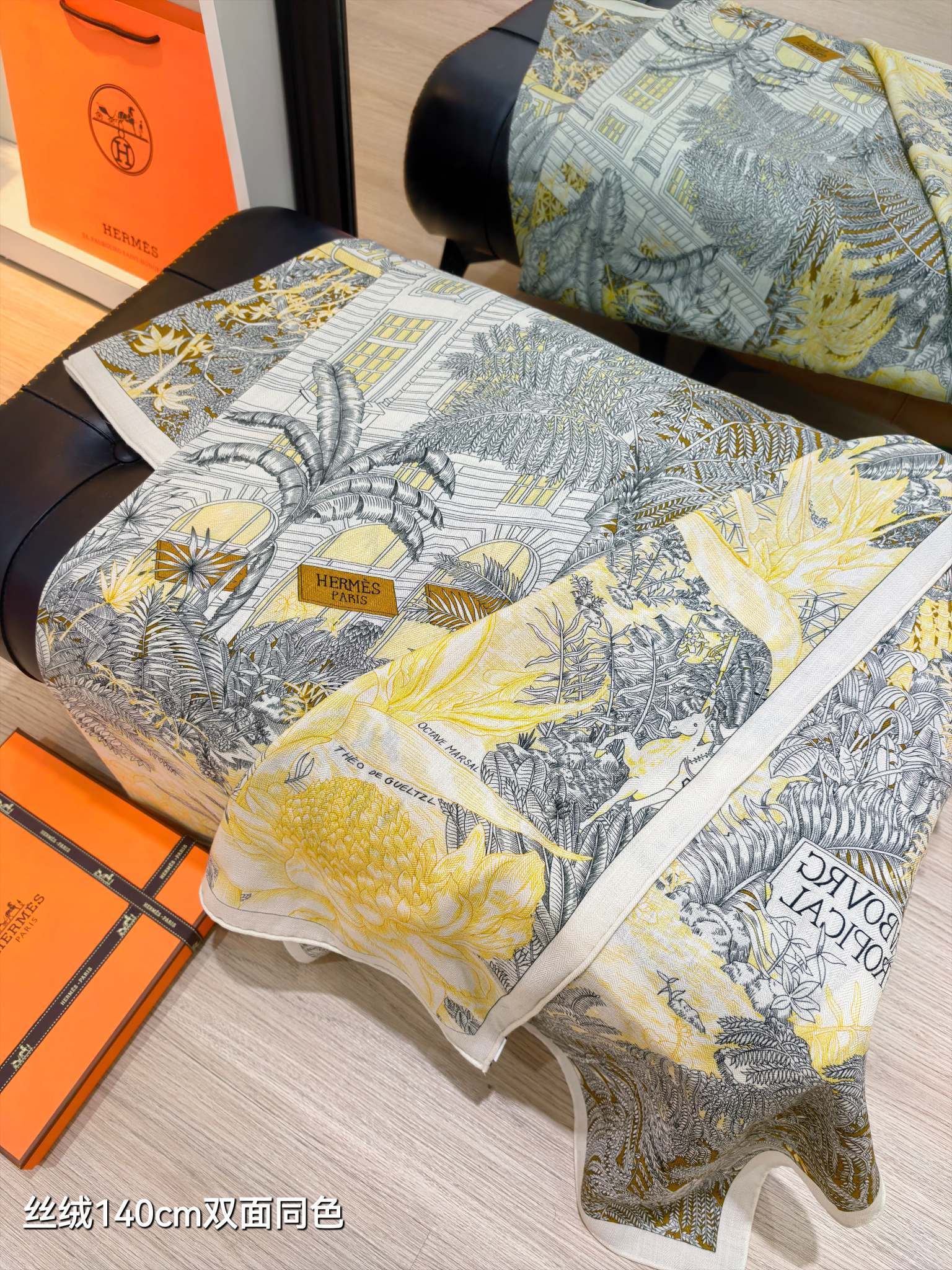 ❄RHMS2579双面同色 140x140cm 70%羊绒30%真丝爱马仕《丛林版福宝》