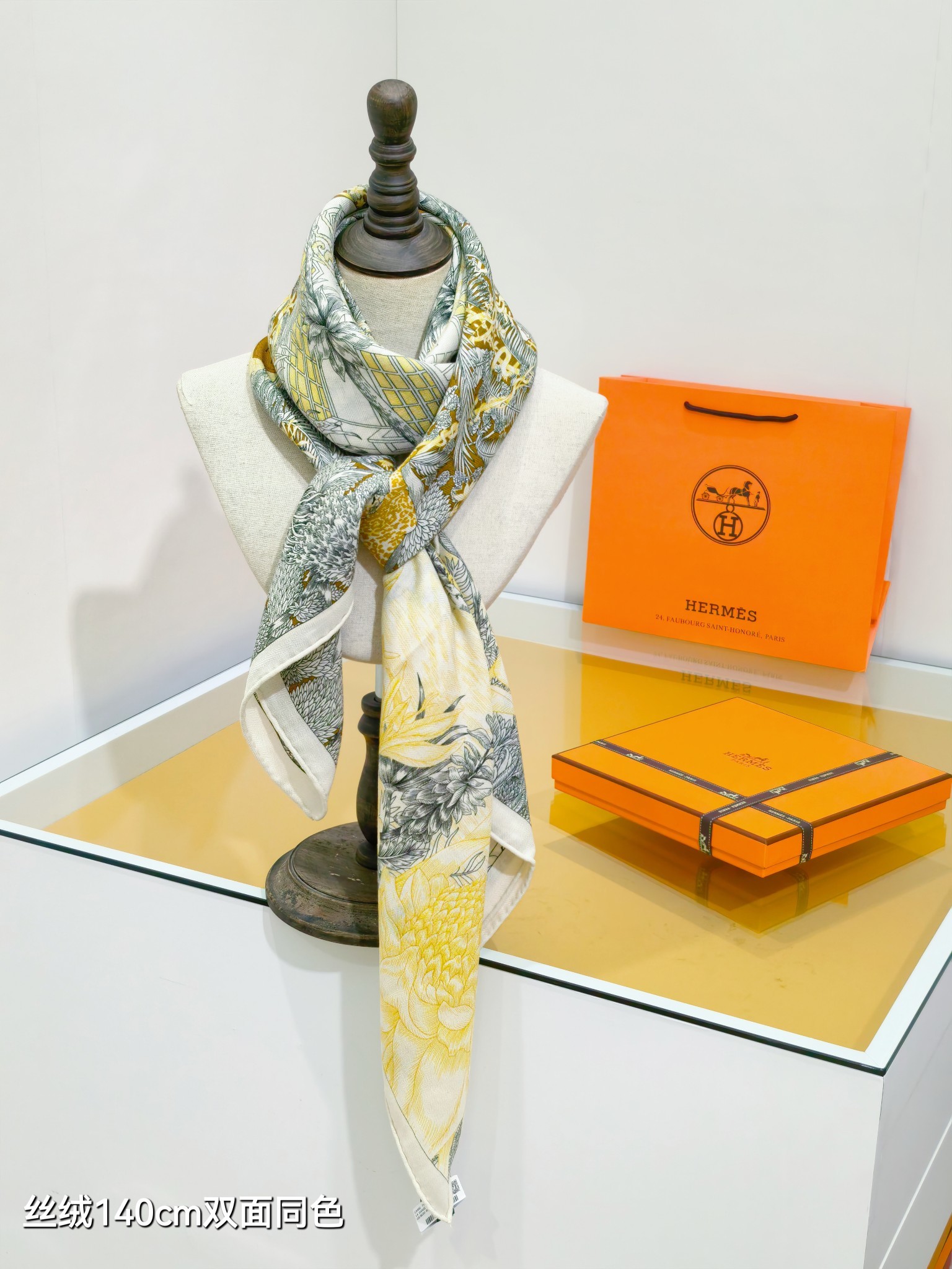 ❄RHMS2579双面同色 140x140cm 70%羊绒30%真丝爱马仕《丛林版福宝》