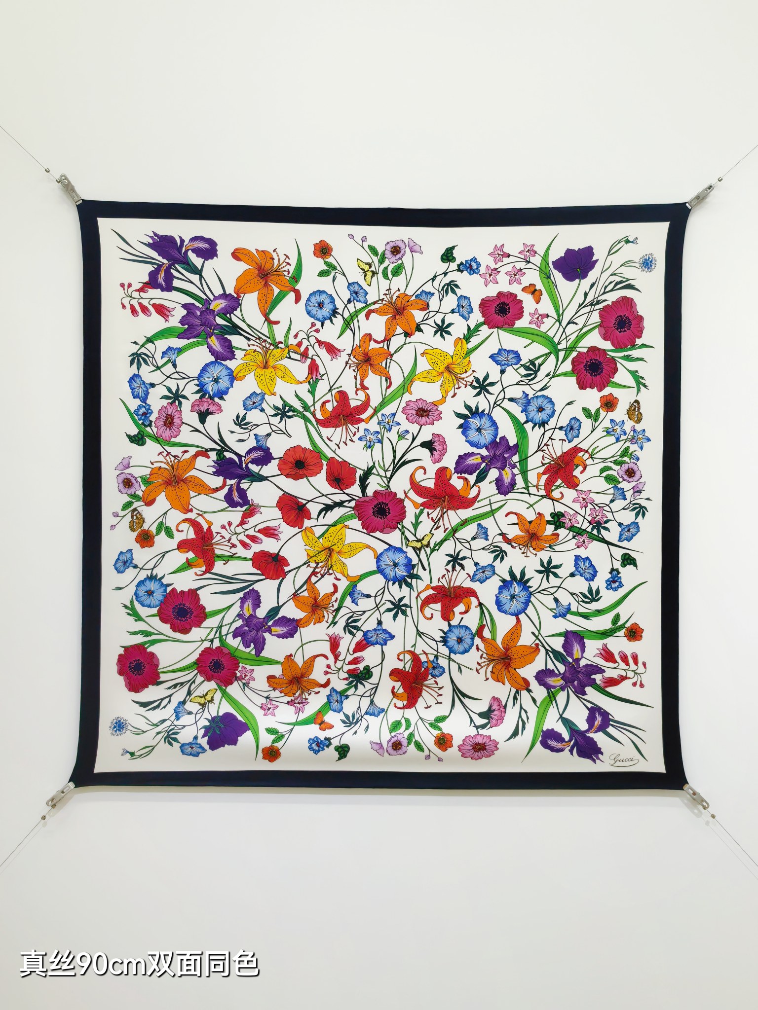 NO:542156,SGC2522 18 Mmi double-sided 90x90cm twill silk Gucci 'Overall Flowers' high-version scarf, high-version scarf, gucci, real silk19860909SGC2522 18姆米双面 90x90cm斜纹真丝 古驰《通体花卉》高版本围巾,高版本围巾,gucci,real silk,scarf