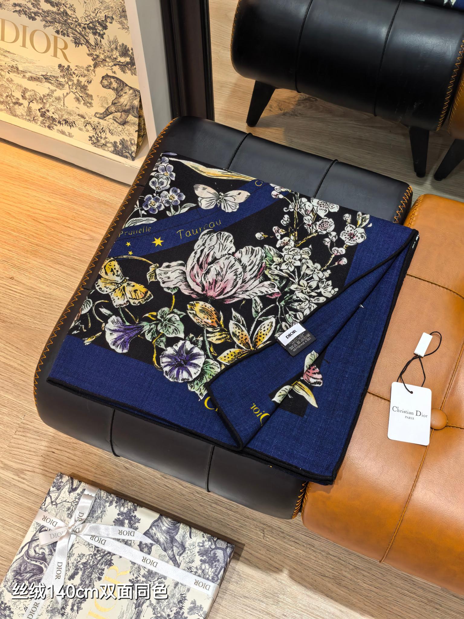 ❄RDO2545双面同色 140x140cm 70%羊绒30%真丝迪奥《》