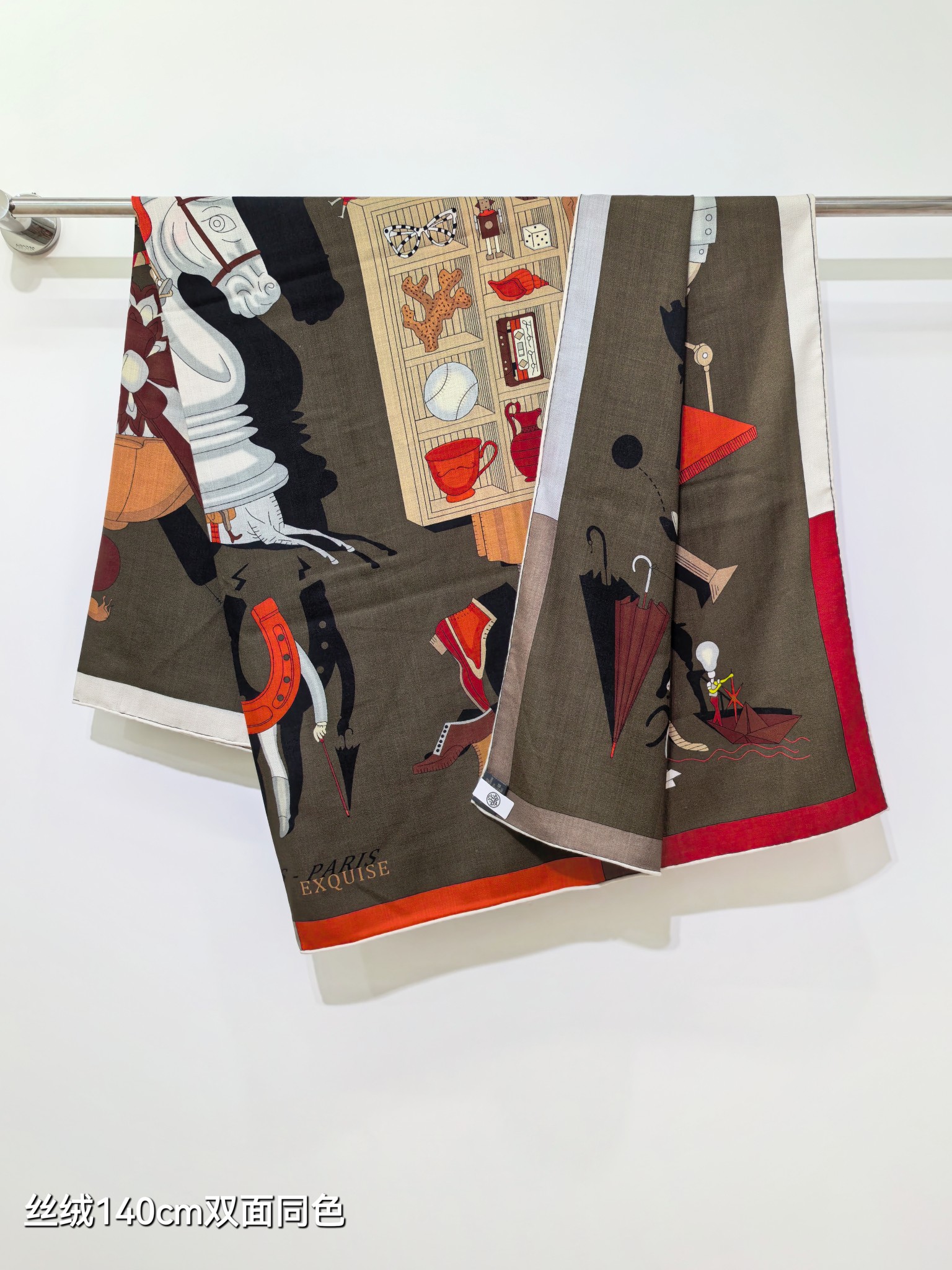 ❄RHMS2586双面同色 140x140cm 70%羊绒30%真丝爱马仕《精巧错觉》