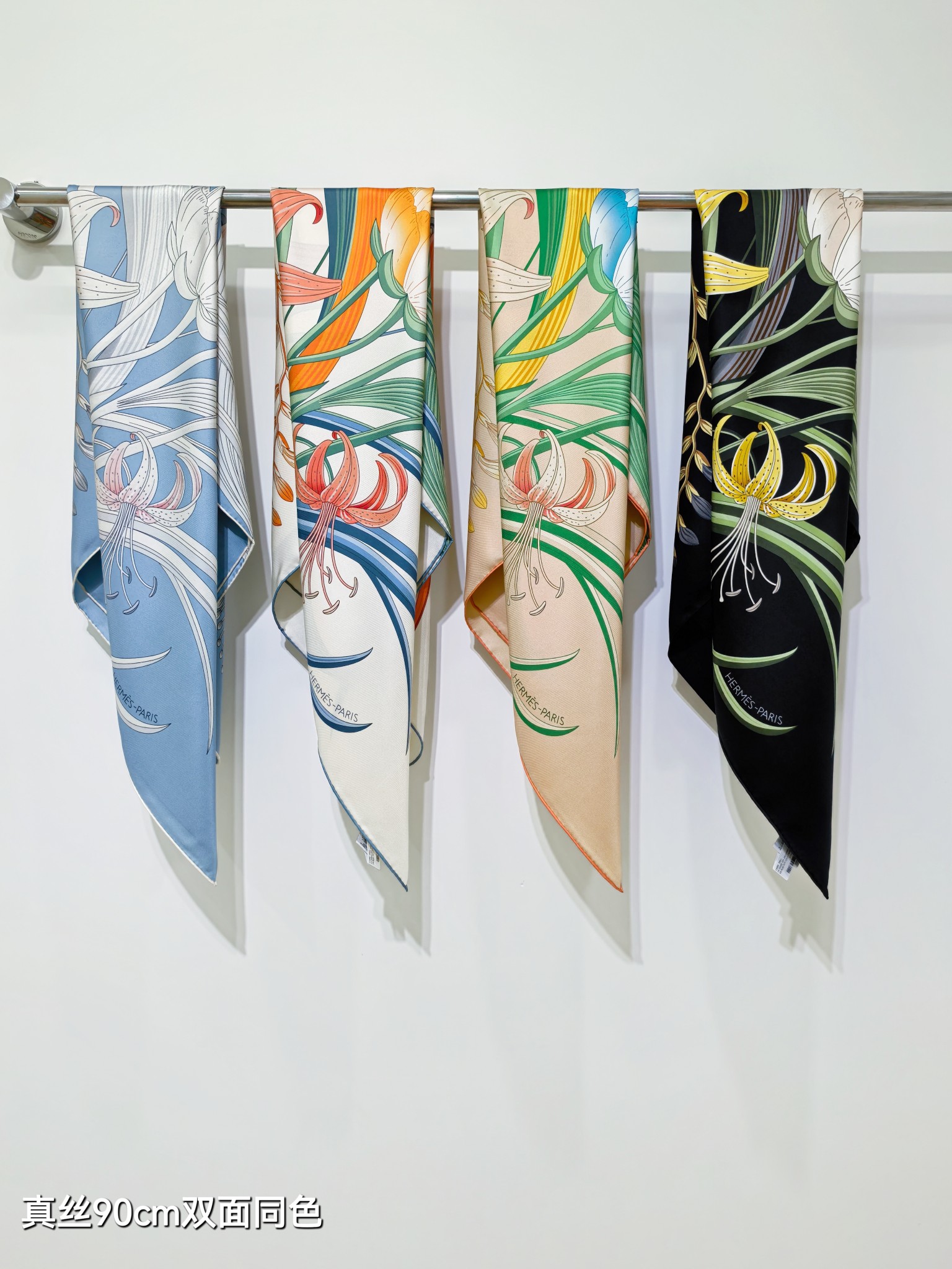 🌼SHMS258818姆米双面 90x90cm斜纹真丝爱马仕《永生花束》