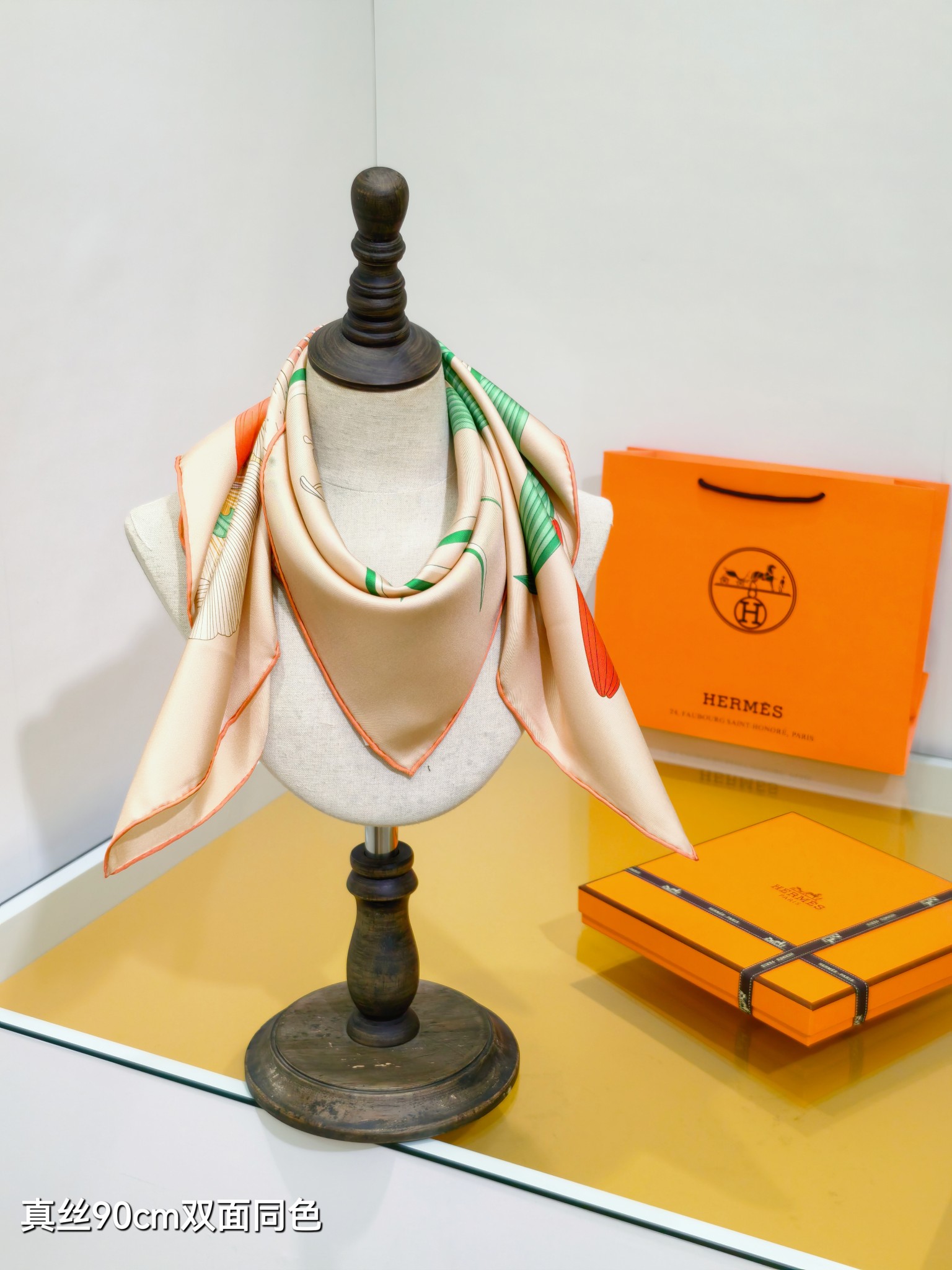 🌼SHMS258818姆米双面 90x90cm斜纹真丝爱马仕《永生花束》