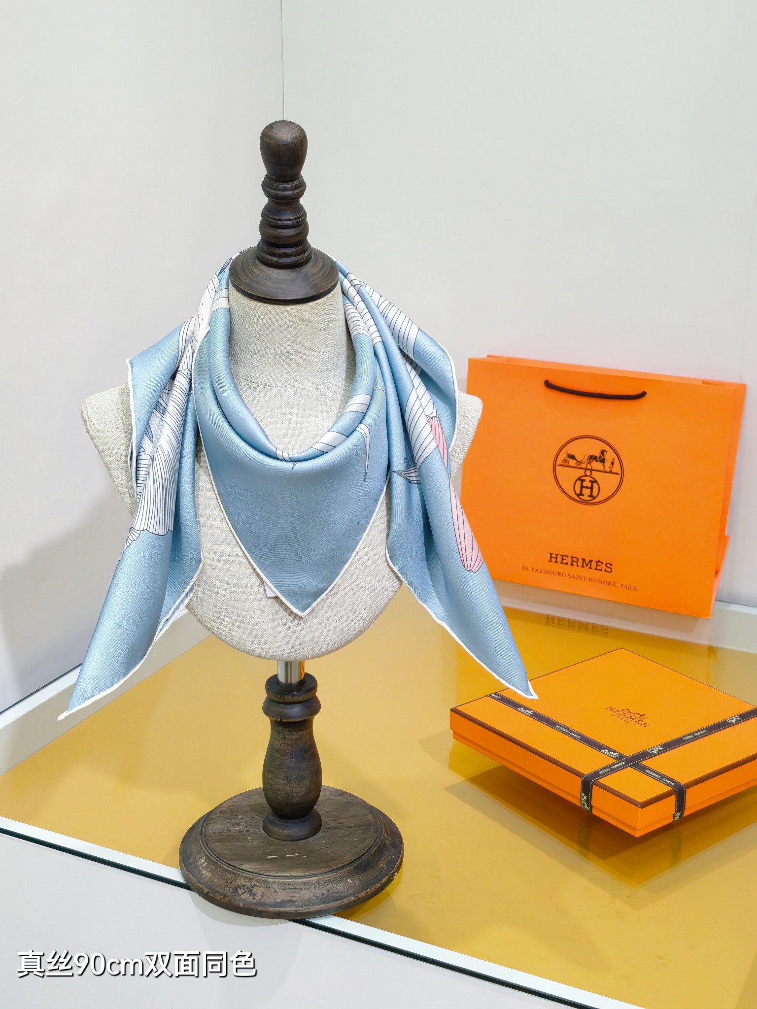 🌼SHMS258818姆米双面 90x90cm斜纹真丝爱马仕《永生花束》