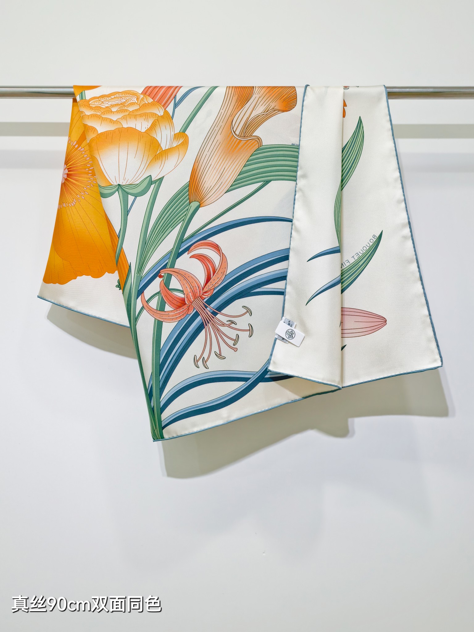 🌼SHMS258818姆米双面 90x90cm斜纹真丝爱马仕《永生花束》