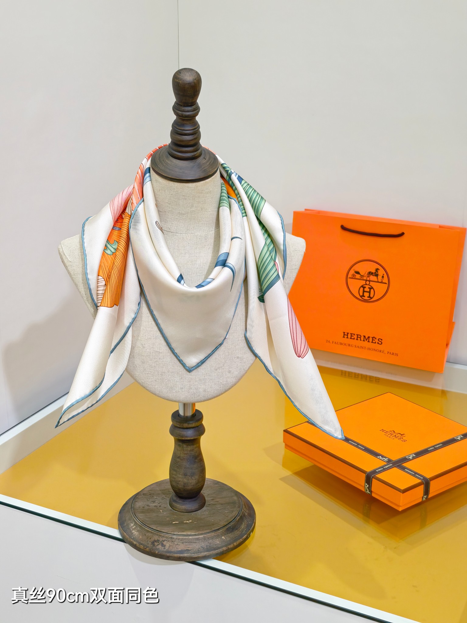 🌼SHMS258818姆米双面 90x90cm斜纹真丝爱马仕《永生花束》