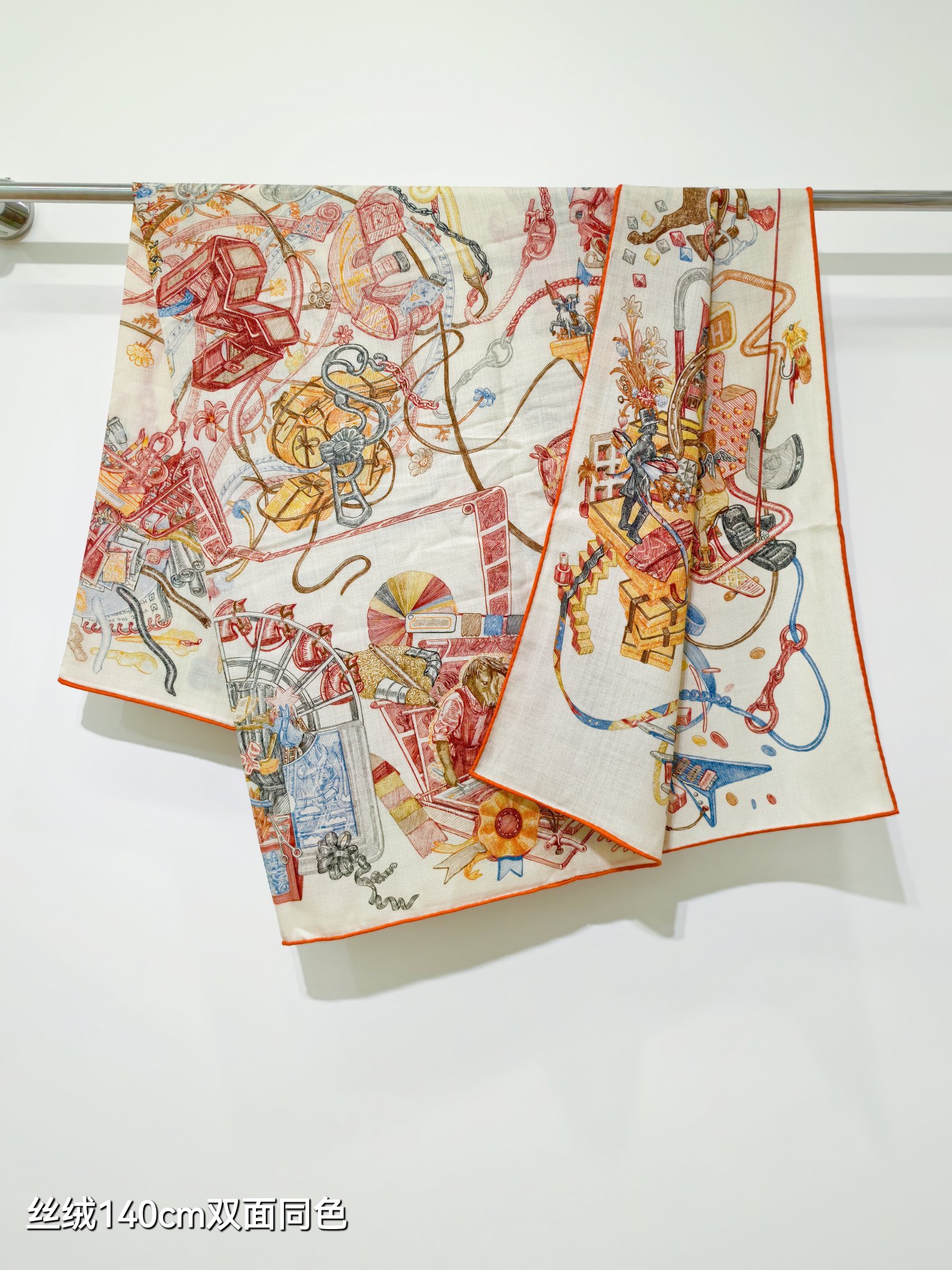 ❄RHMS2592双面同色 140x140cm 70%羊绒30%真丝爱马仕《爱马仕世界》