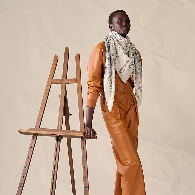 ❄RHMS2592双面同色 140x140cm 70%羊绒30%真丝爱马仕《爱马仕世界》