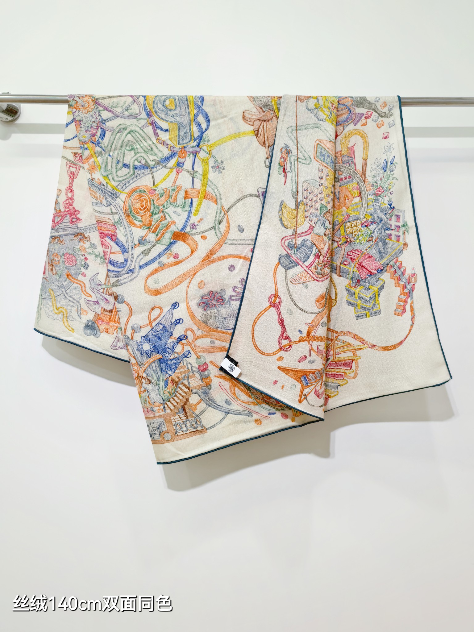 ❄RHMS2592双面同色 140x140cm 70%羊绒30%真丝爱马仕《爱马仕世界》