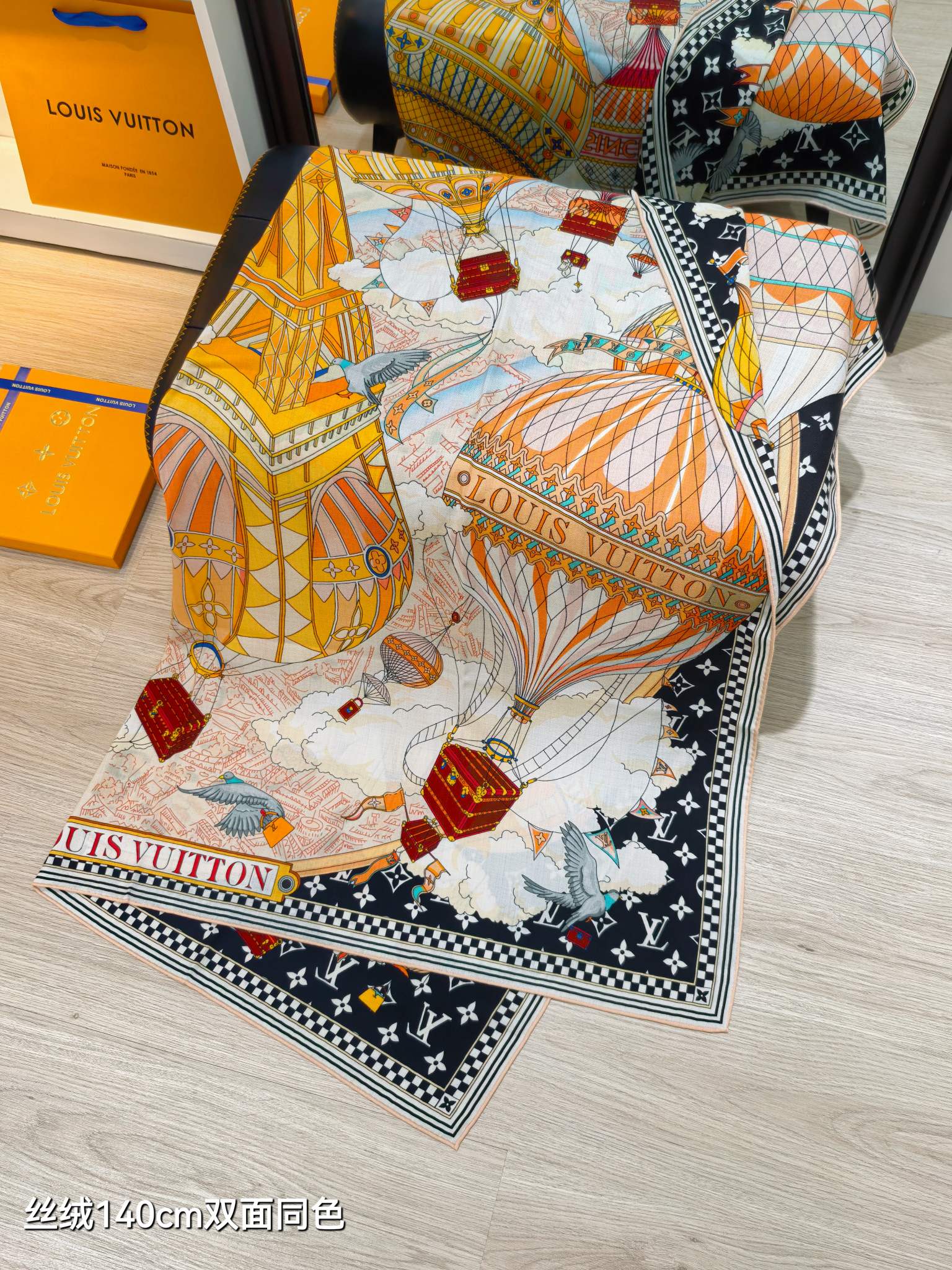 ❄RLV2557双面同色 140x140cm 70%羊绒30%真丝LV《》