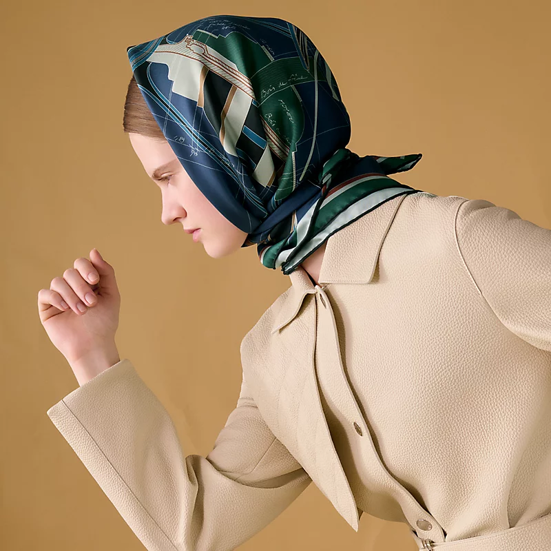 🌼SHMS260218姆米双面异色  90x90cm斜纹真丝爱马仕《小型马车》
