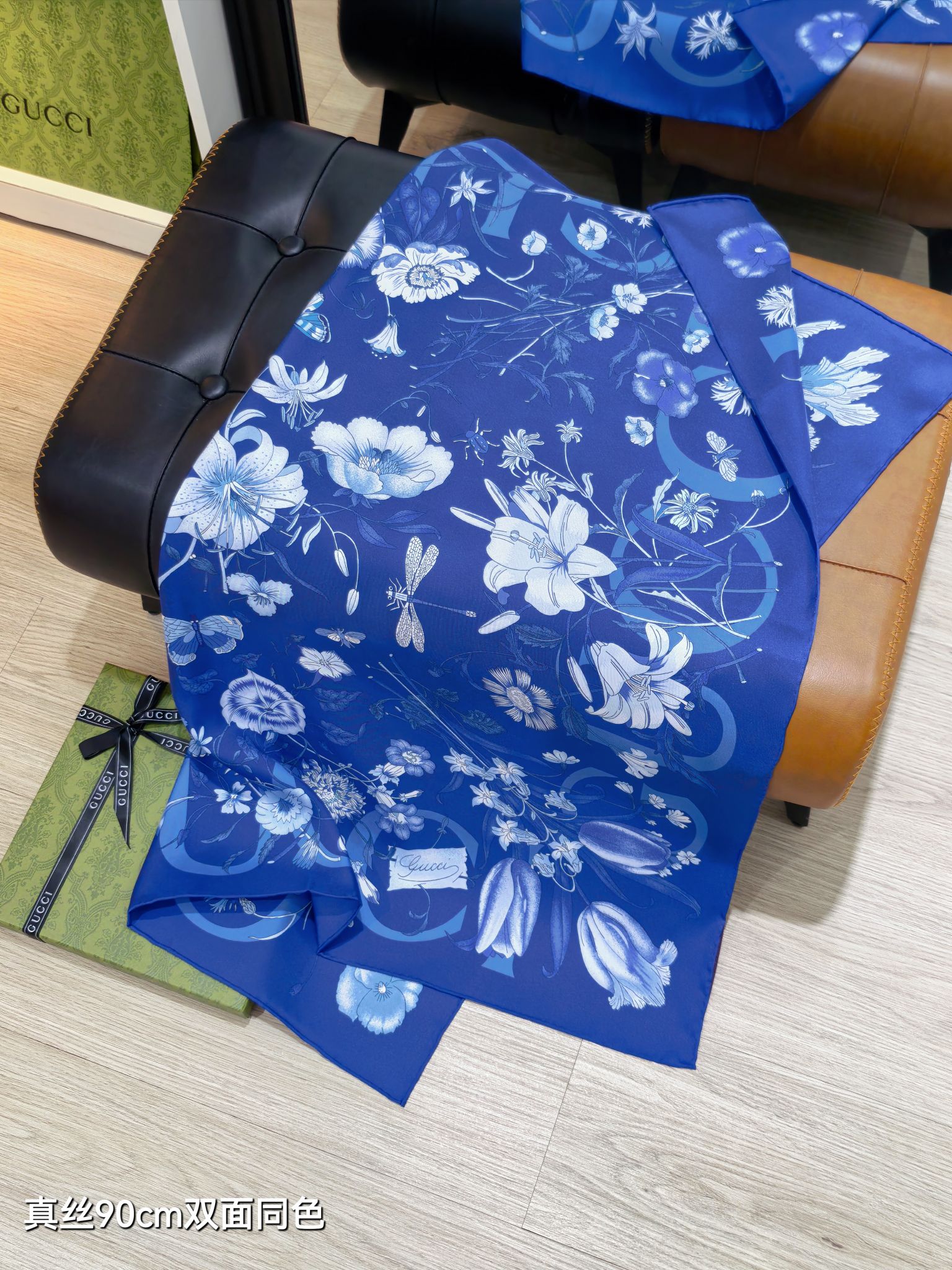 🌼SGC260118姆米双面  90x90cm斜纹真丝古驰《通体花卉》