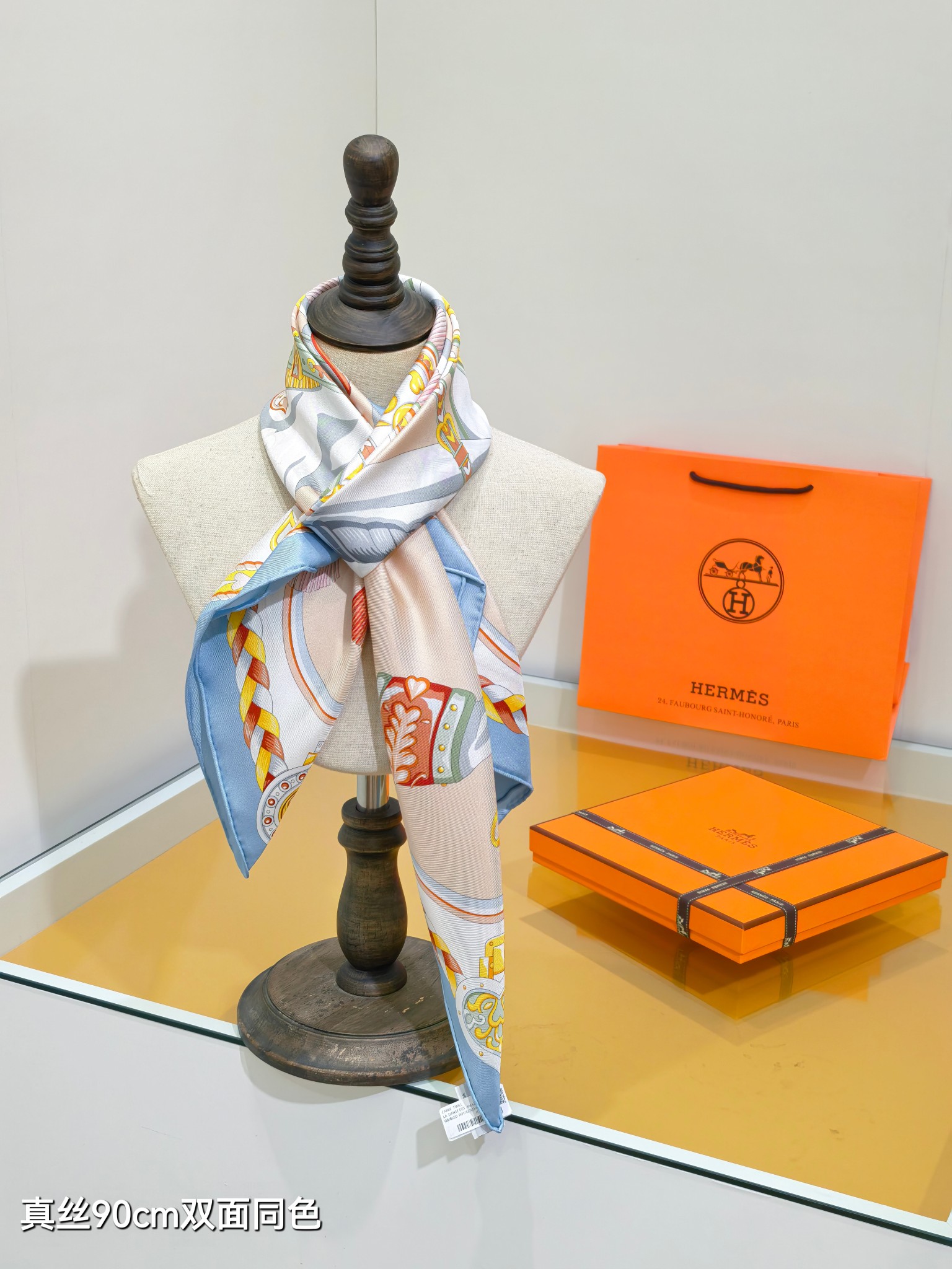🌼SHMS253418姆米双面  90x90cm斜纹真丝爱马仕《甜蜜的鞍具》
