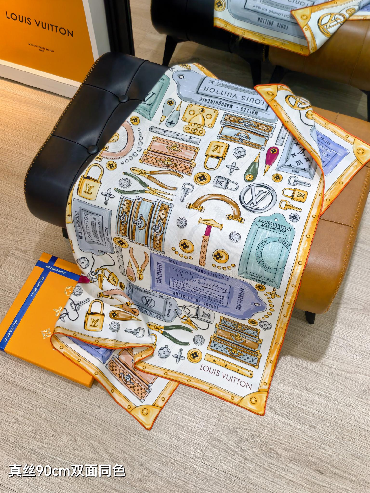 🌼SLV260518姆米双面  90x90cm斜纹真丝LV《》