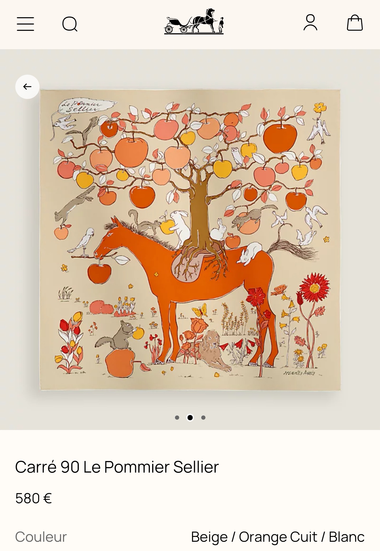 🌼SHMS260618姆米双面  90x90cm斜纹真丝爱马仕《马鞍上的苹果树》
