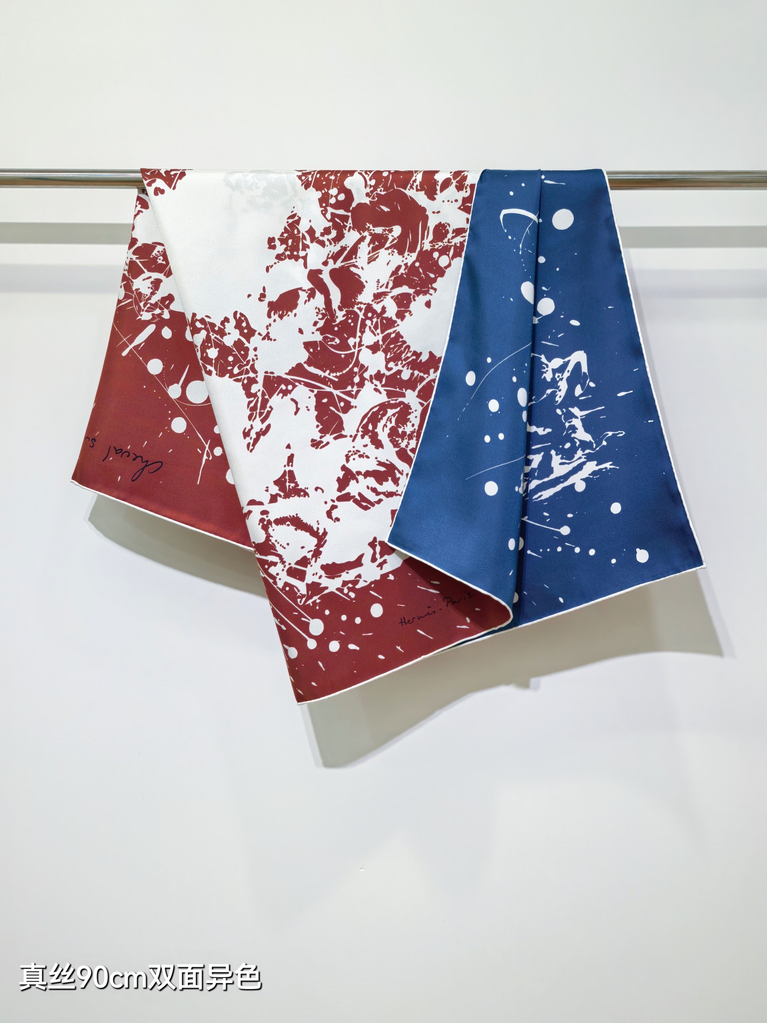 🌼SHMS261618姆米双面异色  90x90cm斜纹真丝爱马仕《泼墨骏马》