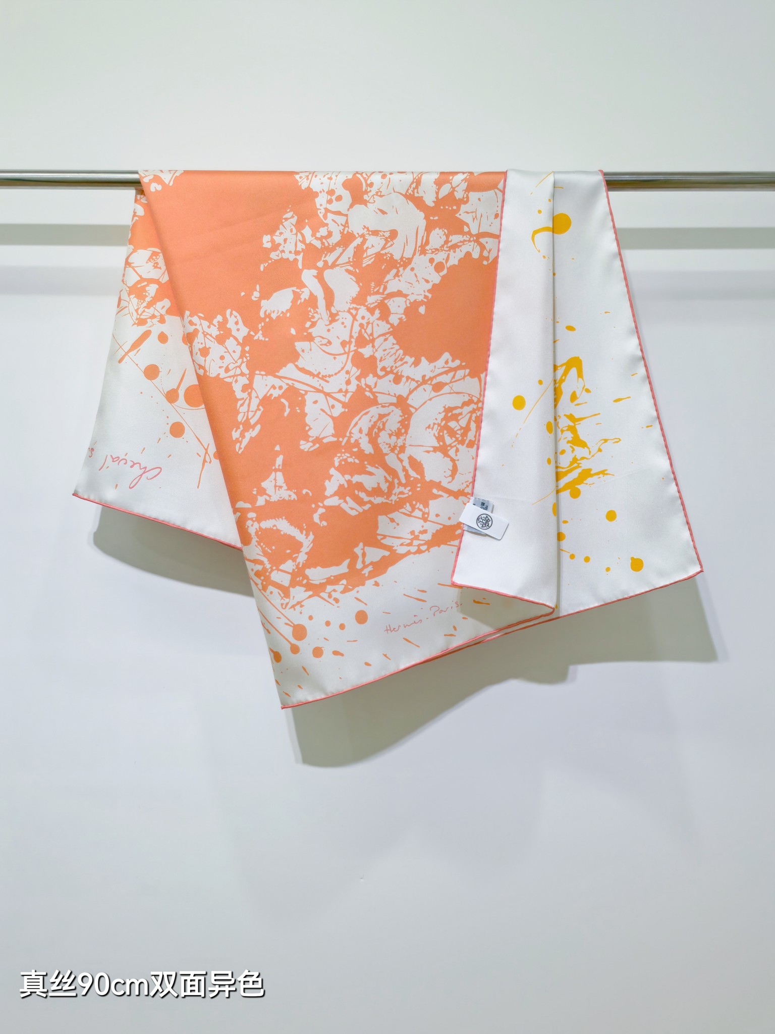 🌼SHMS261618姆米双面异色  90x90cm斜纹真丝爱马仕《泼墨骏马》