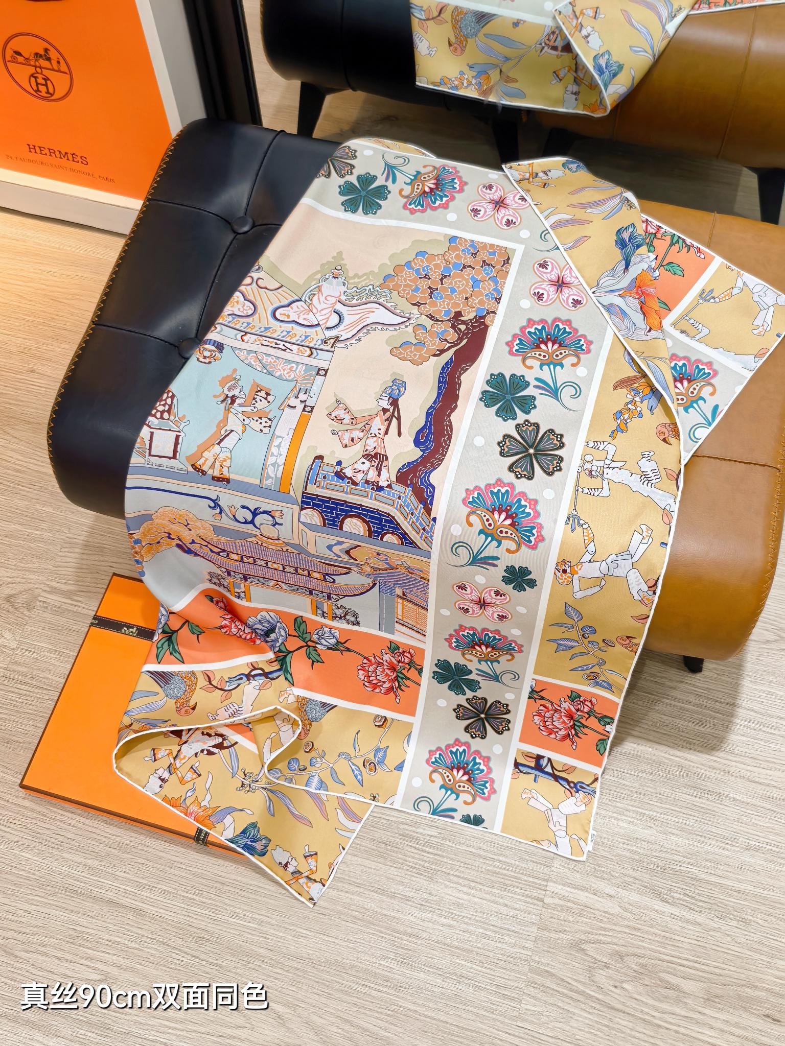 🌼SHMS262318姆米双面  90x90cm斜纹真丝爱马仕《》