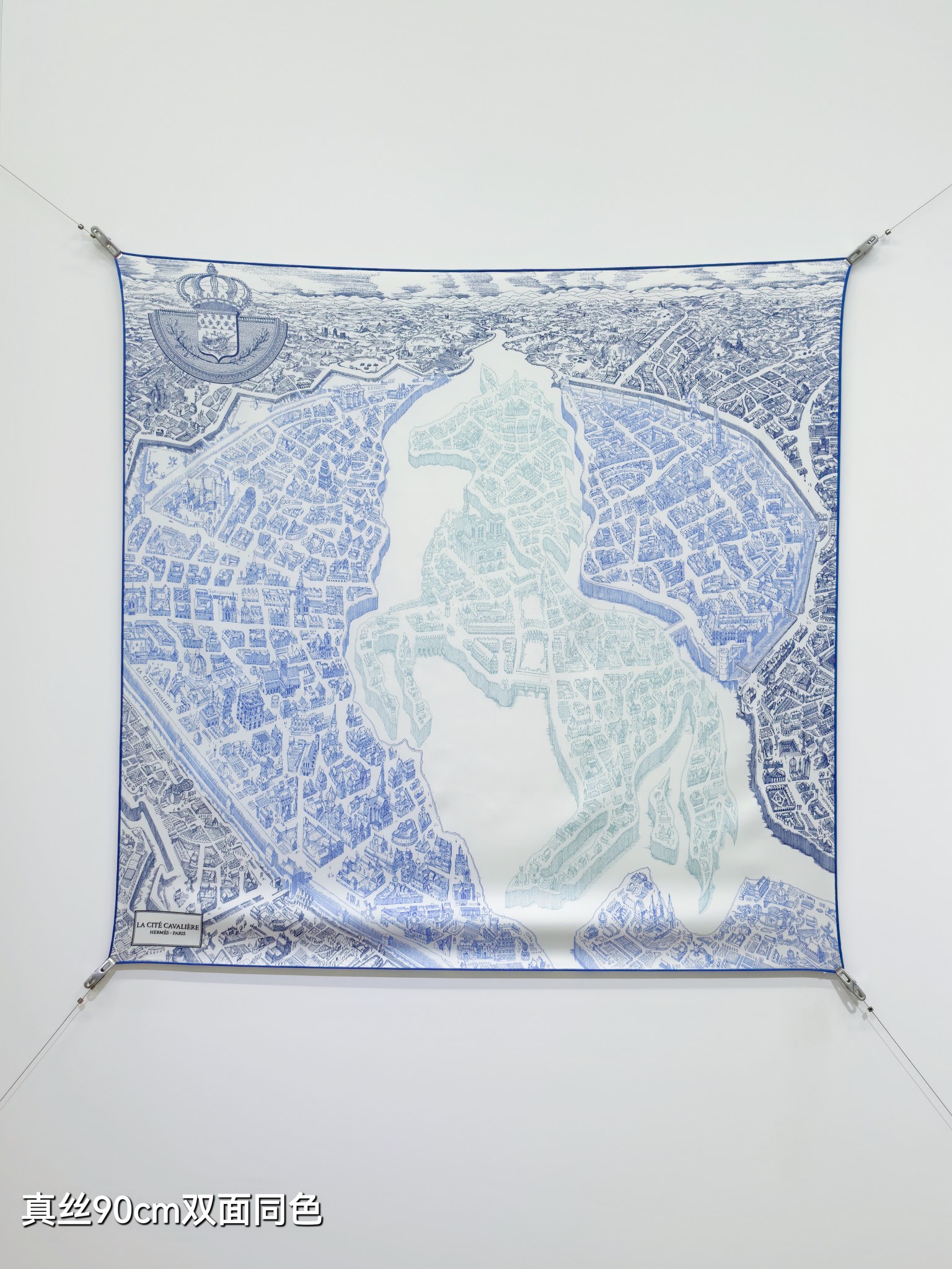 🌼SHMS262518姆米双面  90x90cm斜纹真丝爱马仕《骏马新城》