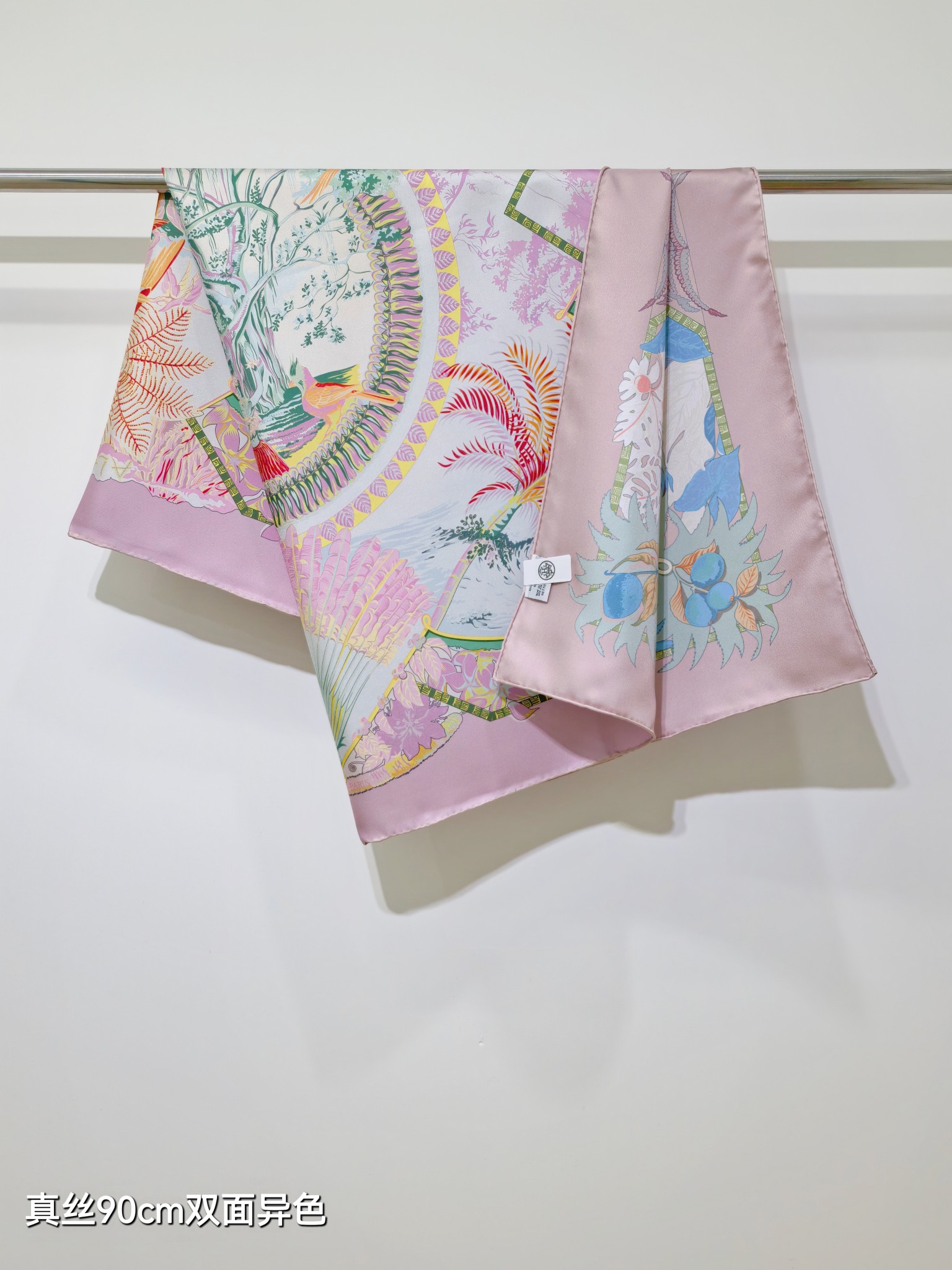 🌼SHMS262718姆米双面异色  90x90cm斜纹真丝爱马仕《阿罗哈》