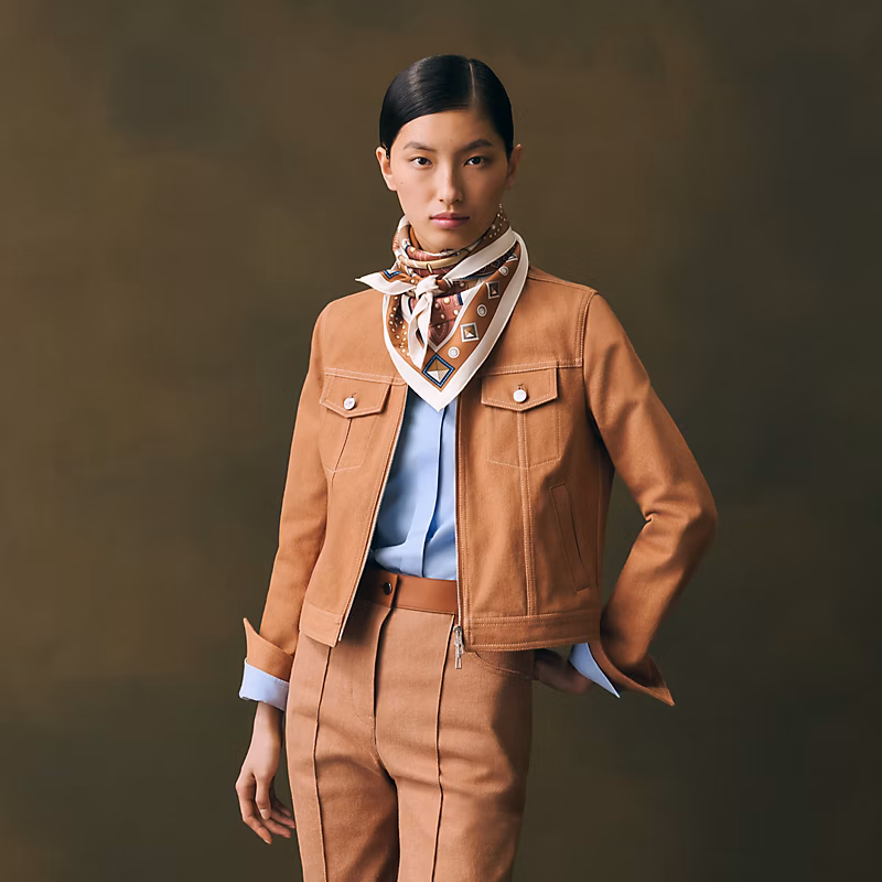 🌼SHMS2629 18姆米双面  90x90cm斜纹真丝 爱马仕《爱犬的项圈与牵引绳》