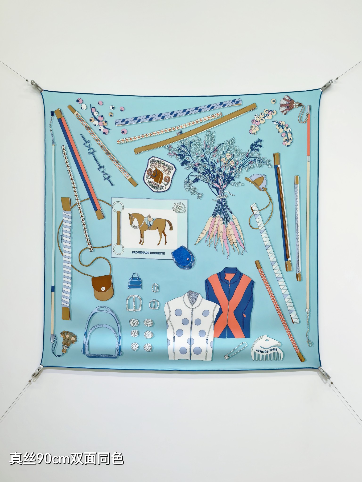 🌼SHMS2642 18姆米双面  90x90cm斜纹真丝 爱马仕《优雅漫步》