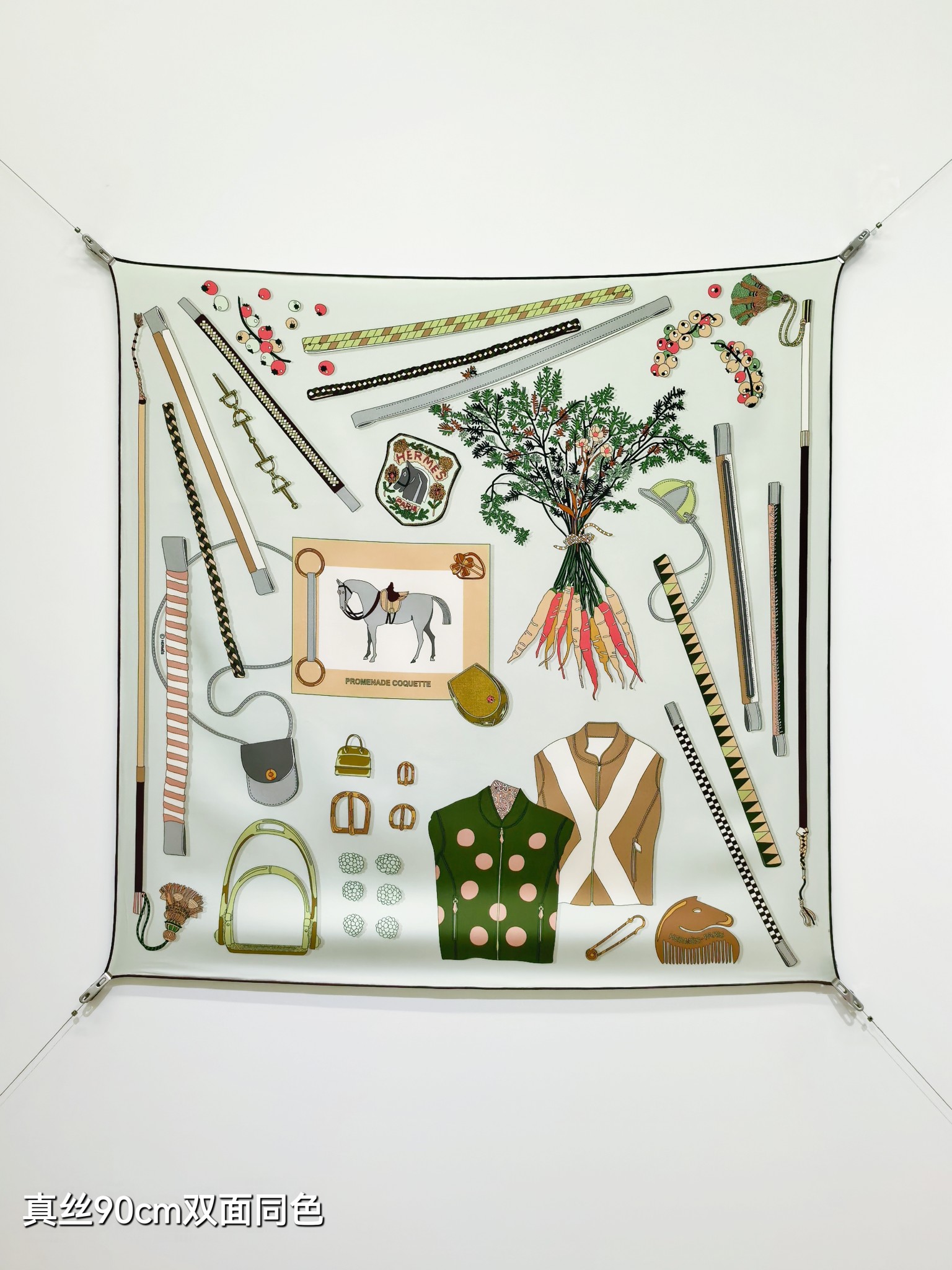 🌼SHMS2642 18姆米双面  90x90cm斜纹真丝 爱马仕《优雅漫步》