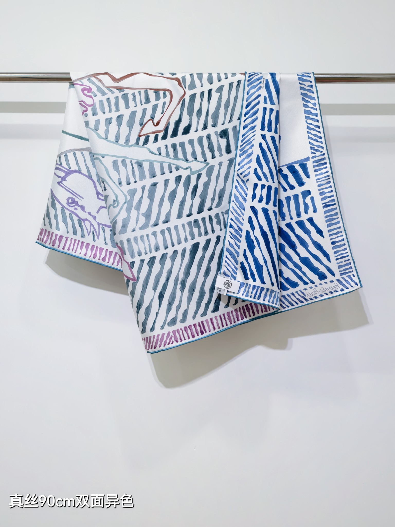 🌼SHMS2645 18姆米双面异色  90x90cm斜纹真丝 爱马仕《极速飞驰》